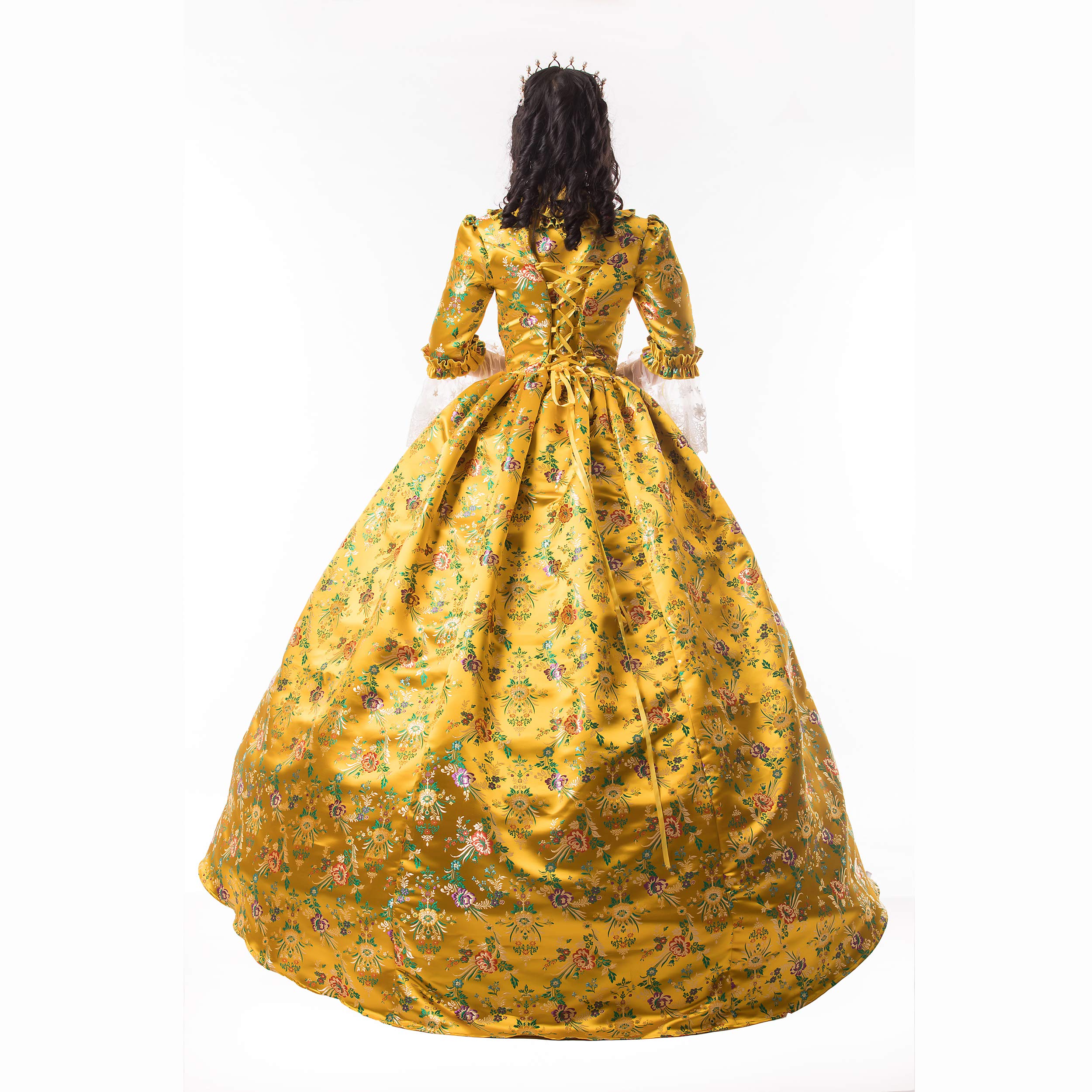 Elegant Victorian Ball Gown for Women - Long Sleeve Rococo Masquerade Party Dress with Lace Details | Perfect for Costume Parties, Renaissance Fairs & Historical Reenactments