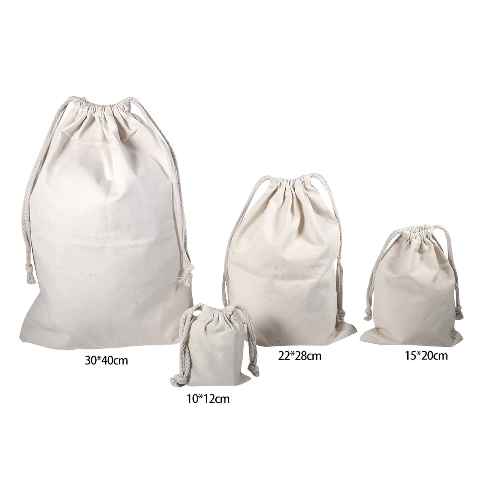 Premium Cotton Drawstring Storage Bags - 30x40cm Laundry Sack, Travel Organizer, Beach & Produce Bag - Reusable Eco-Friendly Cloth Pouches for Home, Travel, Camping & Grocery Shopping