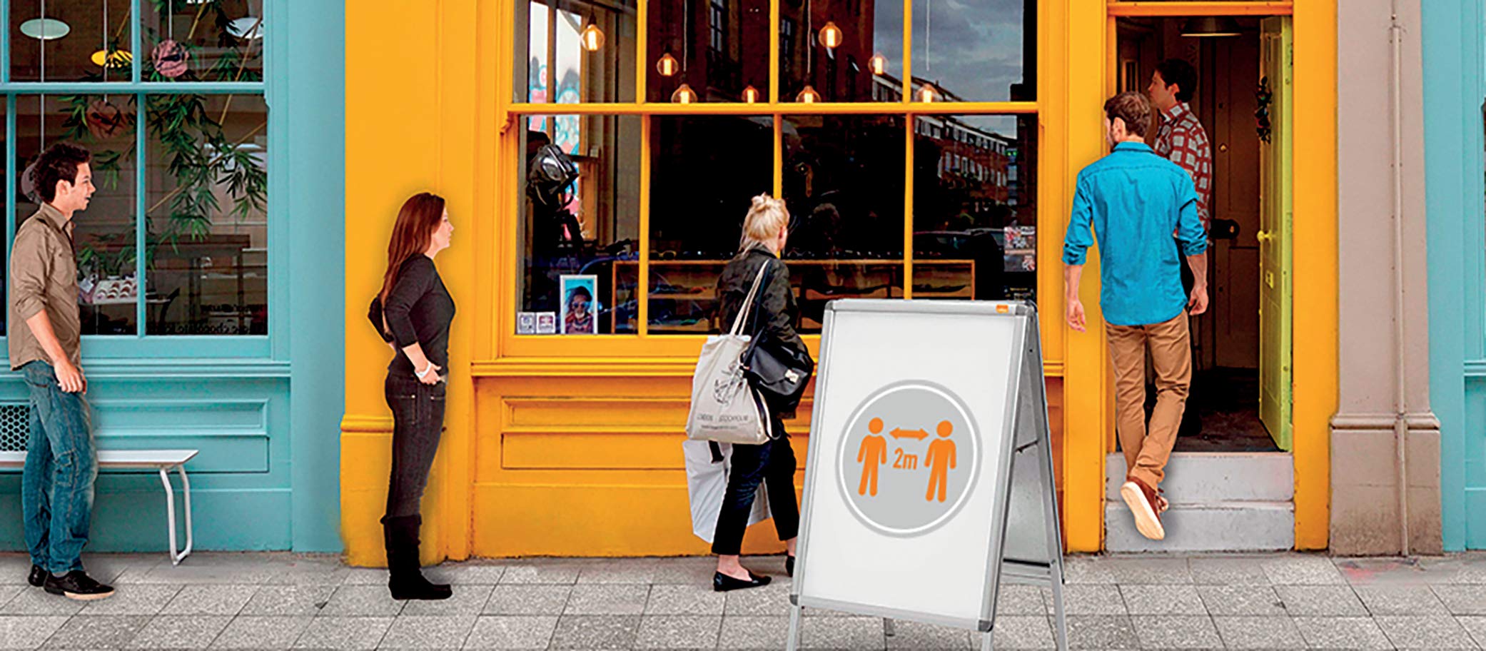 A2 A-Frame Sign, Pavement Display Board & Social Distancing Sign with Snap Frame - Aluminum Frame, Double Sided, Silver (1902207) - Perfect for Storefronts, Sidewalk Promotions & Public Safety Messaging