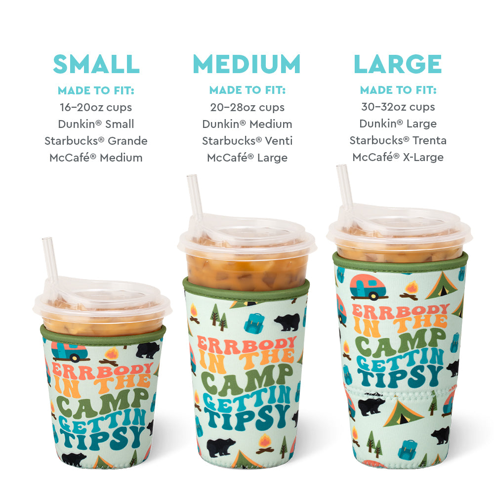 Errbody In The Camp Large Iced Cup Coolie - 20oz Insulated Tumbler with Lid and Straw for Camping, Beach, and Outdoor Adventures