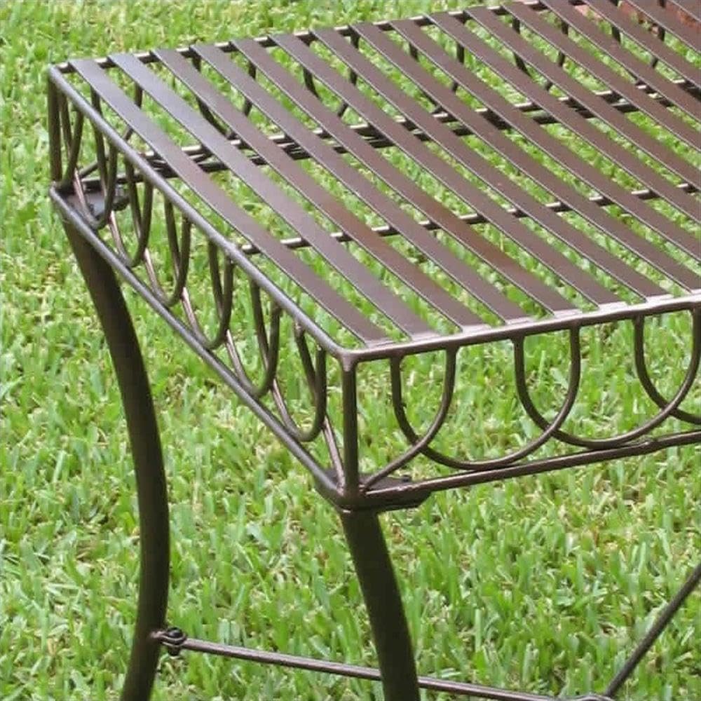 Pemberly Row Bronze Powder Coated Iron Metal Outdoor Patio Side Table - Perfect for Poolside, Garden, and Deck Use