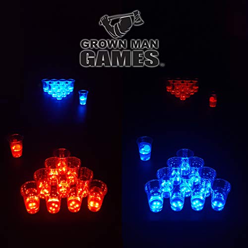 LED Beer Pong Set with Glow in The Dark Cups & Balls - Fun Outdoor/Indoor Drinking Game for Adults Parties - Perfect for Backyard BBQs, Tailgates & College Dorms (Includes 22 Cups)