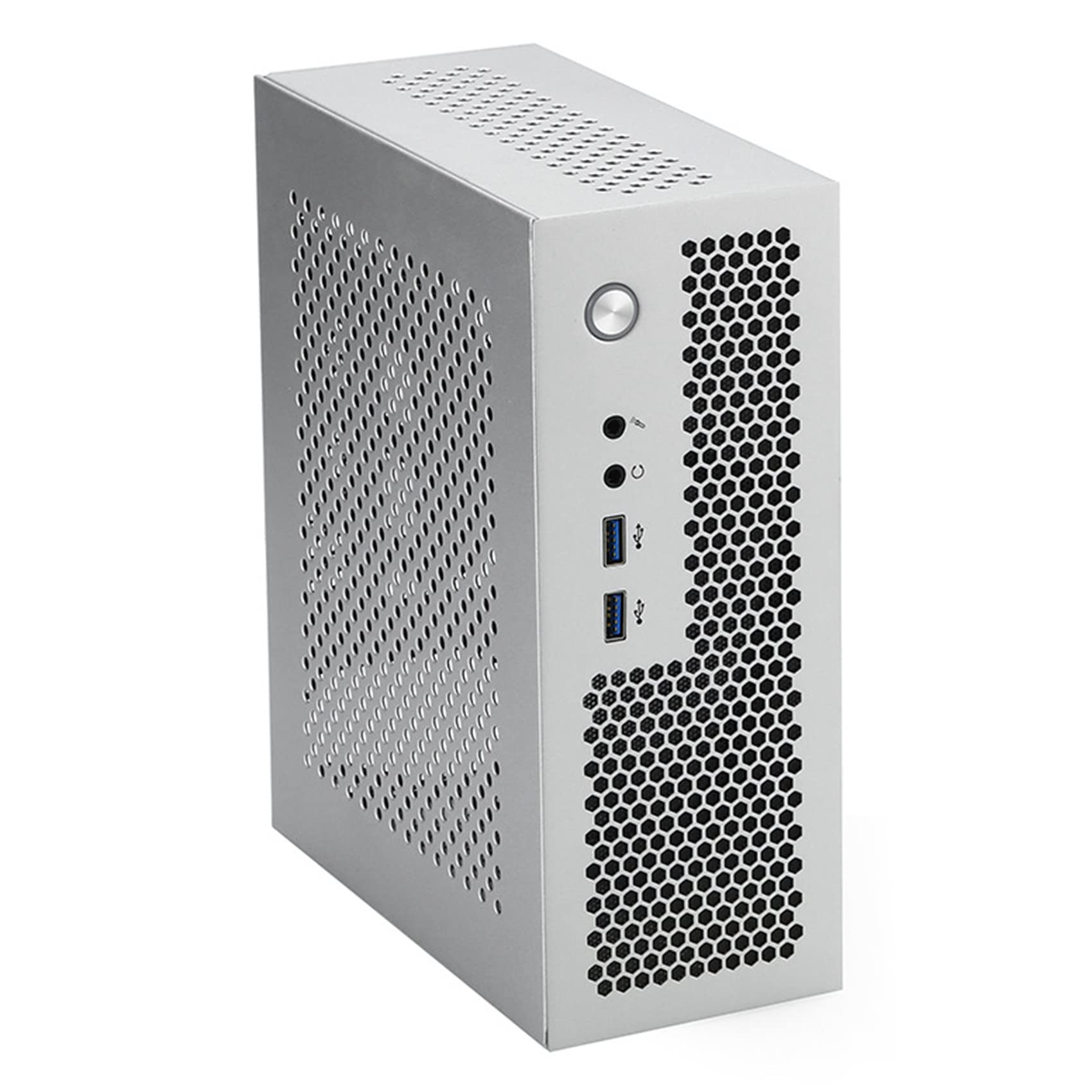 Wiianoxd A09 Mini ITX PC Case - Compact Gaming Computer Chassis with USB 3.0 Ports, Silver Aluminum Desktop Case for Home Theater & Office Use - Perfect for HTPC Builds & Small Form Factor Gaming PCs