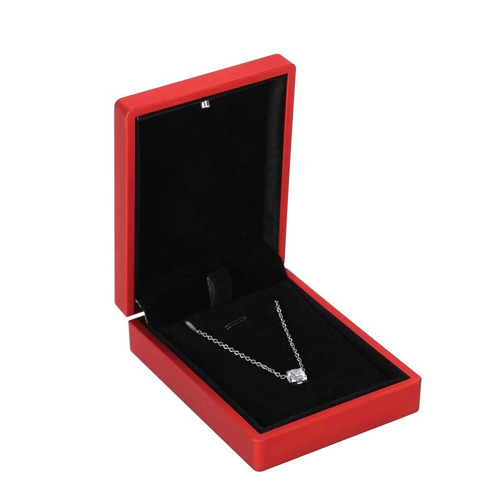 Velvet Jewelry Box with LED Light - Elegant Ring & Necklace Display Case for Proposal, Wedding, Engagement - Perfect Gift Box for Jewelry Lovers & Romantic Occasions