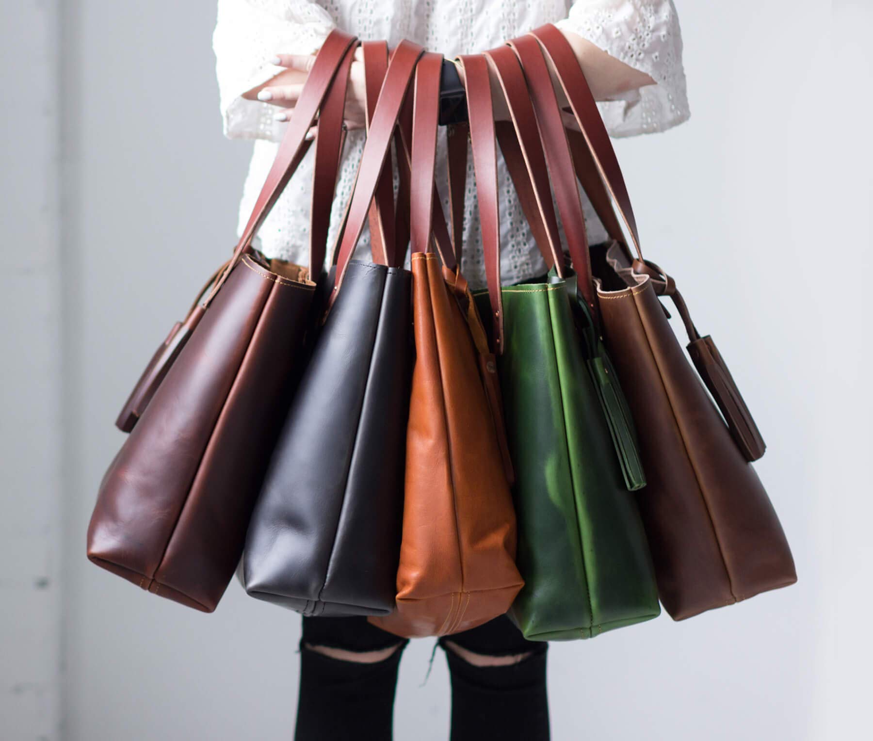 Premium Genuine Leather Tote Bag for Women - Handcrafted in USA - Monogrammed Designer Handbag & Purse - Perfect for Work, Travel & Everyday Use