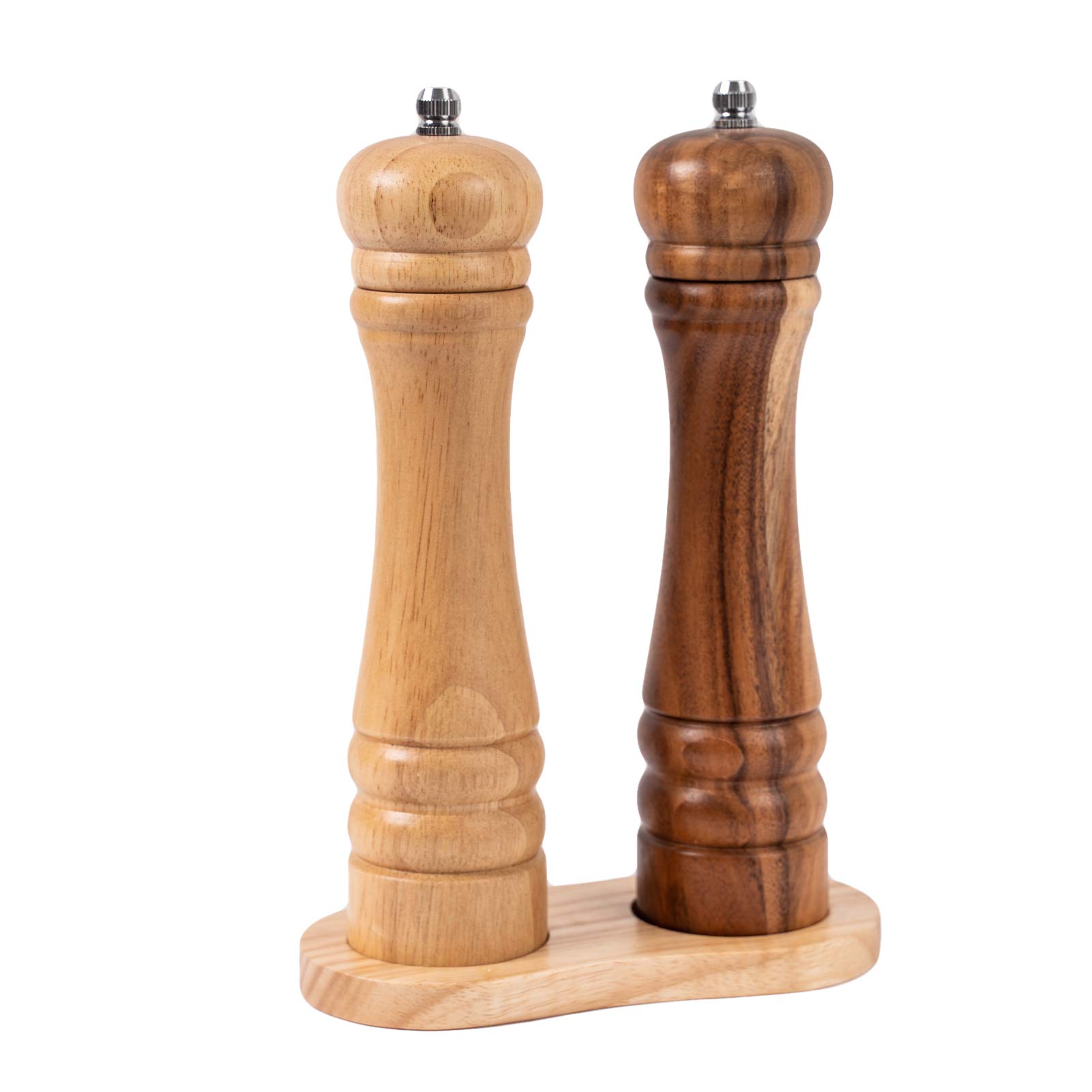 Premium Rubber Wood Salt and Pepper Mill Tray - 5cm Inner Diameter, Natural Dining Table Protector for Grinders | Perfect for Kitchen Countertops, Dining Tables & Gift Giving