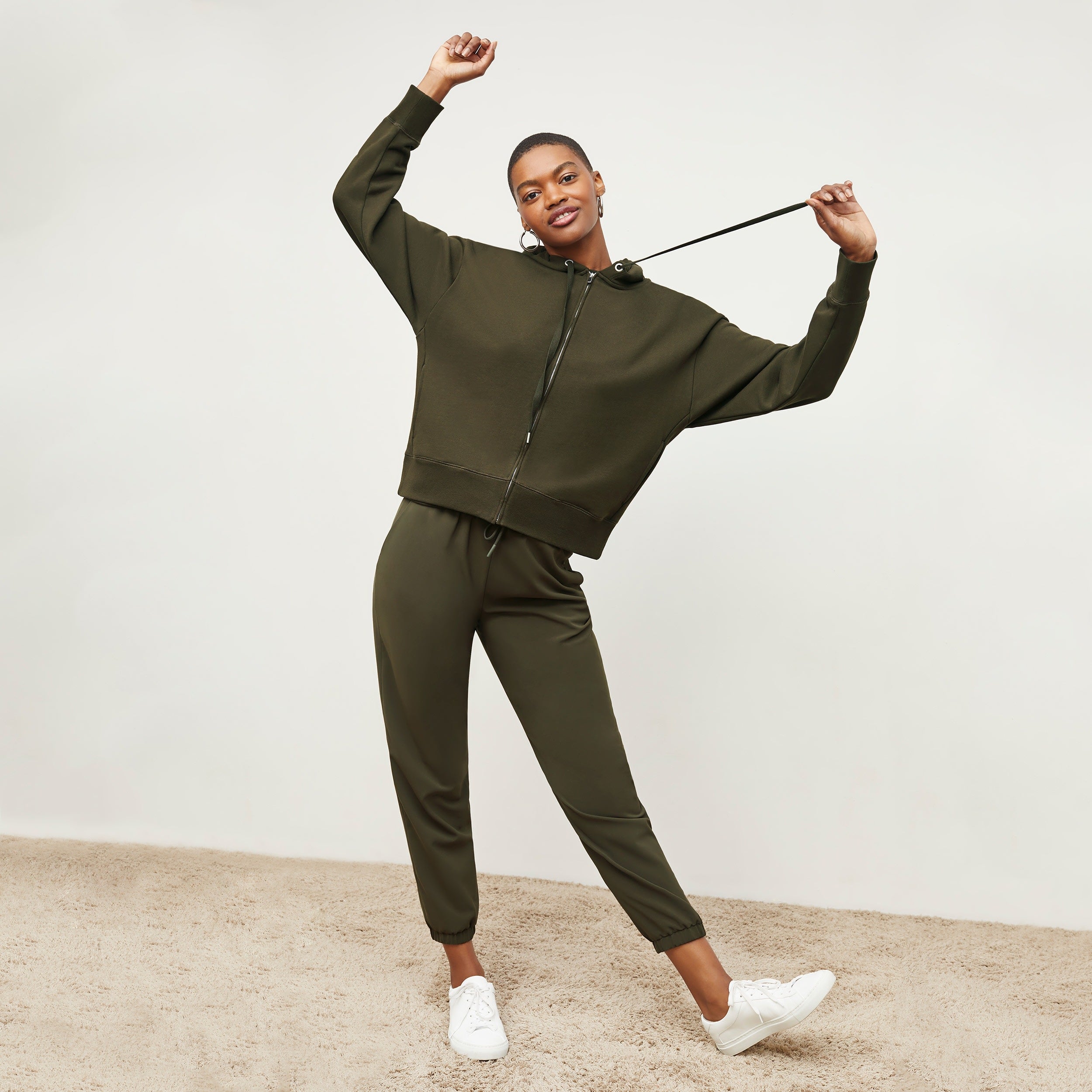Delaney Jogger Pants for Women - OrigamiTech Stretch Olive Green Joggers | Comfortable Workout, Yoga, Lounge & Casual Wear