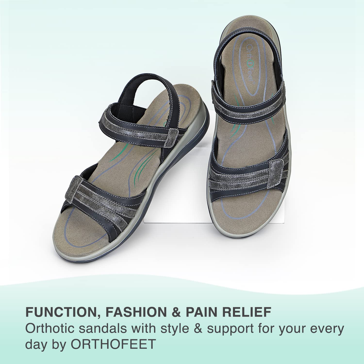 Orthofeet Women's Orthopedic Leather Adjustable Paloma Sandals - Comfortable Arch Support Walking Shoes for Plantar Fasciitis & Heel Pain Relief - Perfect for Travel, Work & Everyday Wear