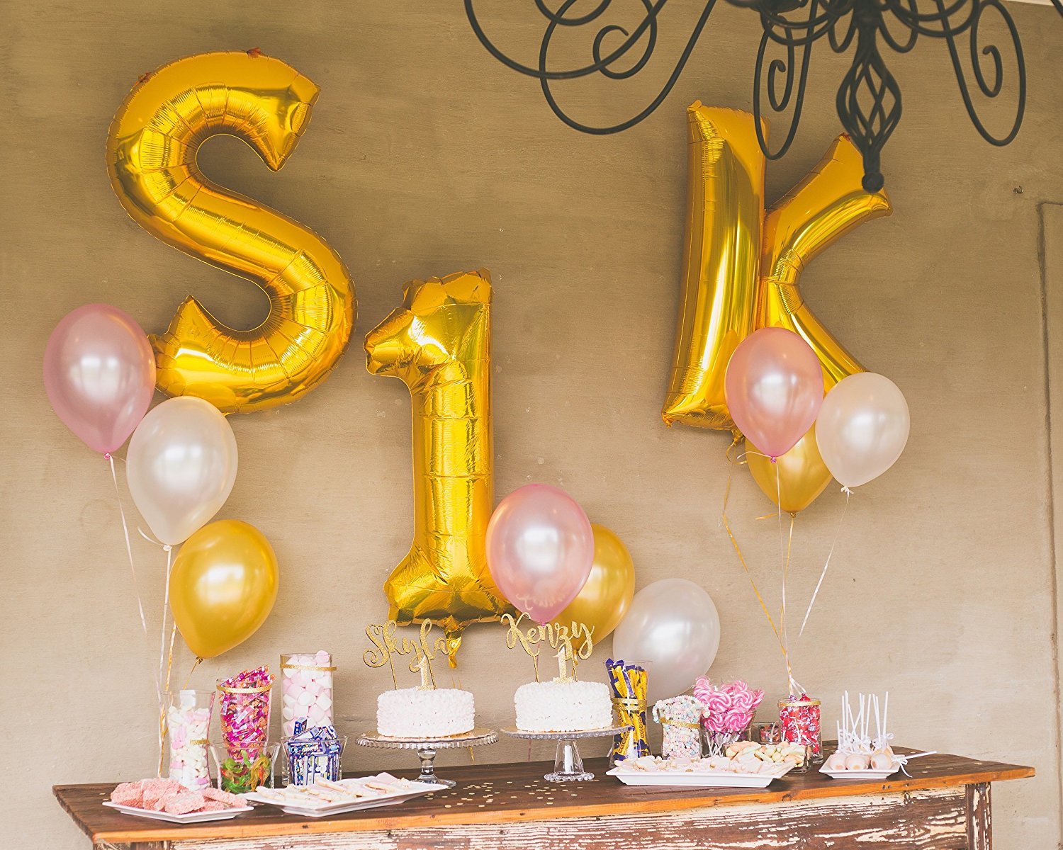 Pink and Gold Party Decorations Set - Balloons, Tissue Paper Flowers, Paper Lanterns, Tassel Garland & Fringe Curtain for Baby Shower, Girls Birthday Party, Bridal Shower, Gender Reveal | Perfect for Indoor & Outdoor Celebrations