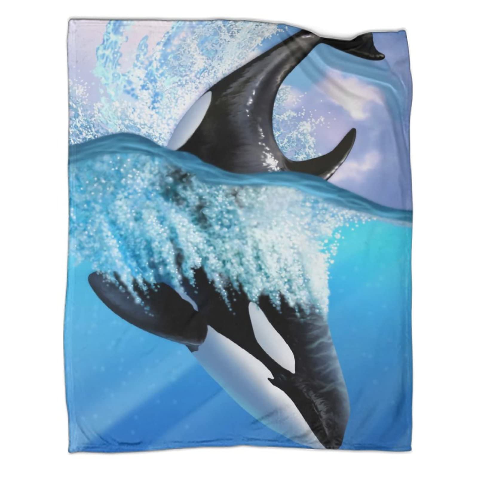 XIAOQ Whale Orca Animal Blanket - Lightweight Soft Flannel Throw Blanket for Sofa & Bed (40x50 inches / 100x130 cm) - Perfect for Cozy Nights, Movie Time, and Home Decor