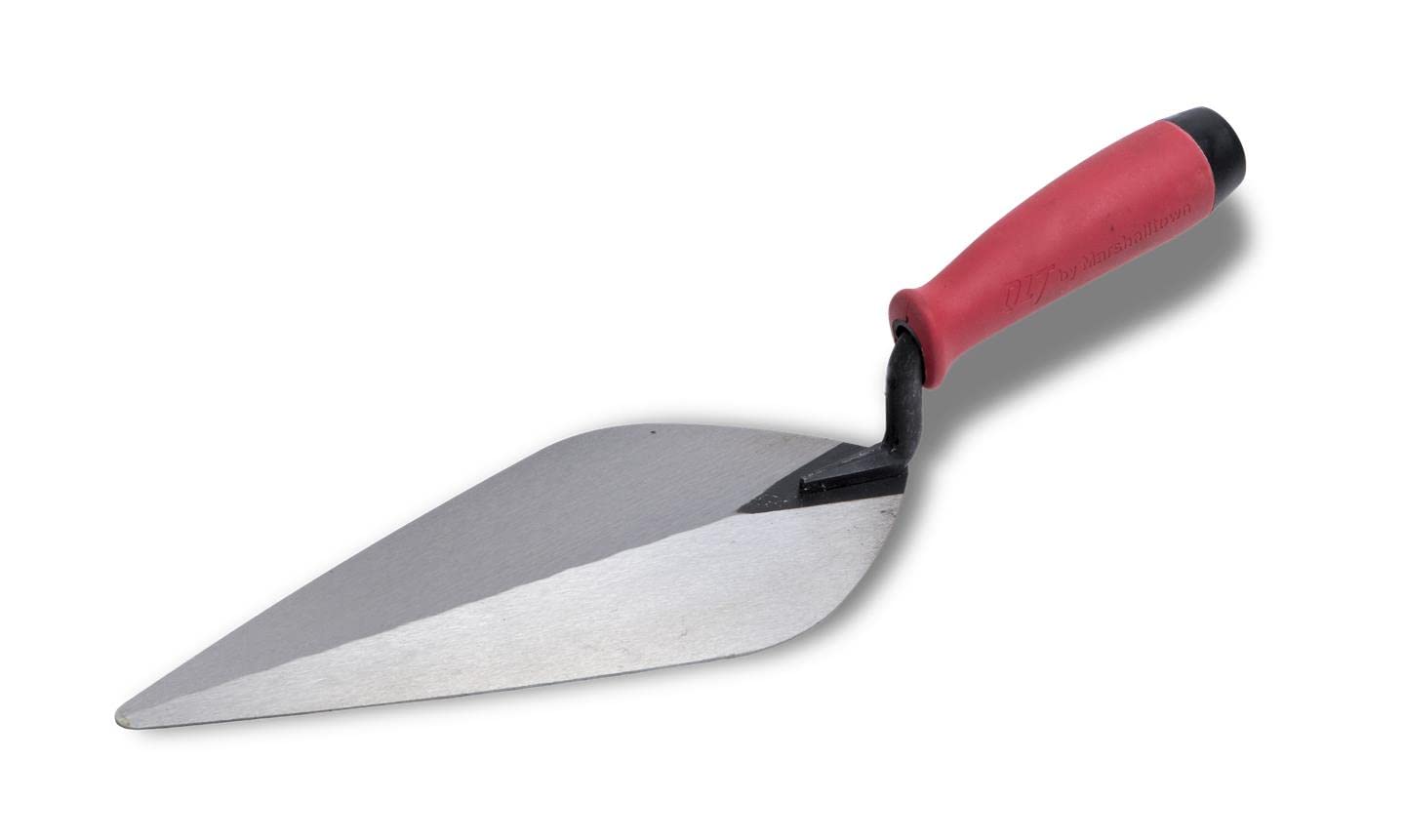 QLT By MARSHALLTOWN London Style Brick Trowel - 12 x 5 Inch Masonry Trowel with Soft Grip Handle (BTSG12) - Perfect for Bricklaying, Masonry Work & DIY Home Projects
