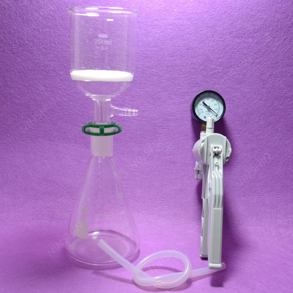 500ml Glass Filtration Set with Erlenmeyer Flask, 3# Filter Funnel & Vacuum Pump - Lab Equipment for Chemistry Experiments, Distillation & Scientific Research