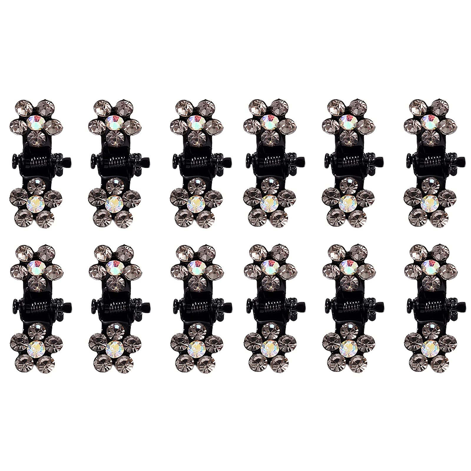 Glitter Rhinestone Hair Claw Clips - 12PC No-Slip Grip for Women & Girls - Perfect for Parties & Daily Styling