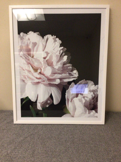 25 1/4 X 31 Inch White Framed Floral Wall Art Print - Elegant Botanical Decor for Living Room, Bedroom & Office