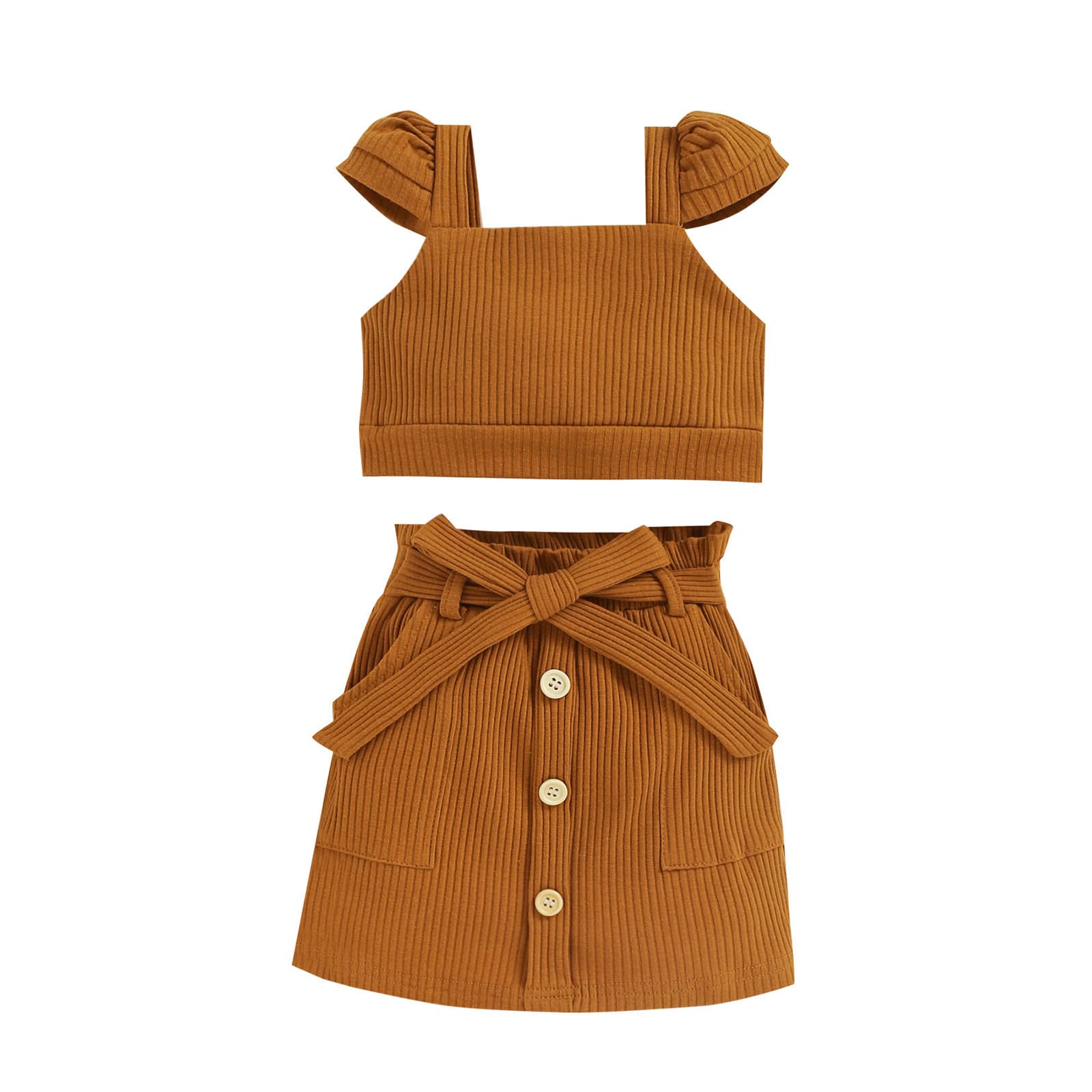 Summer Toddler Girls Outfit Set - Sleeveless Ribbed Vest & Bowknot Skirt 2-Piece Baby Clothes | Cute Casual Playwear for Beach, Park & Birthday Parties