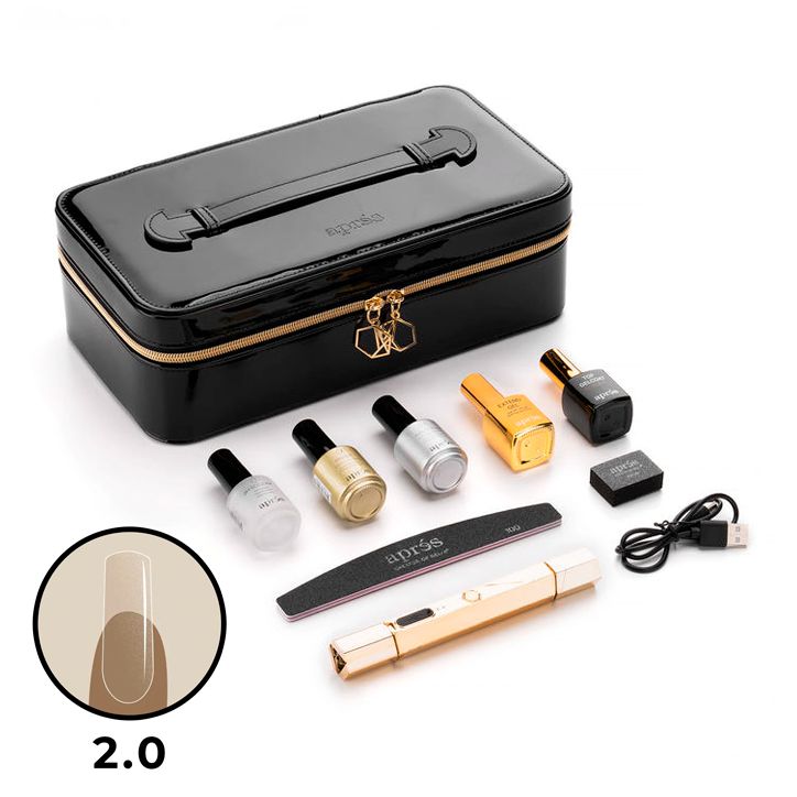 Apres Gel X Nail Extension Kit 2.0 - 600 Pcs Sculpted Square Medium Nail Tips with Glue | Professional Salon Quality DIY Manicure Set for Home & Party Use