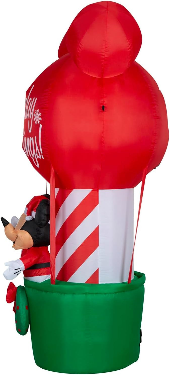 7' Airblown® Mickey Mouse in a Hot Air Balloon Christmas Inflatable Yard Decoration - Outdoor Holiday Decor for Lawn, Garden & Christmas Party