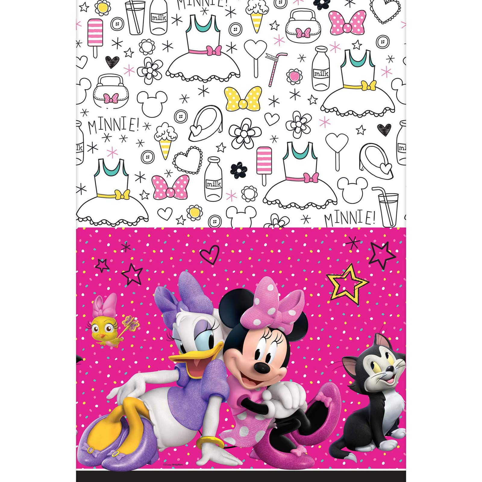 amscan Minnie Mouse Helpers Table Cover (1 Pack) - Disney Party Decorations for Birthdays, Baby Showers & Themed Events