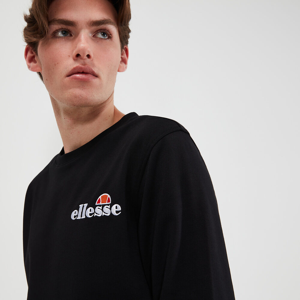 Ellesse Men's Fierro Black Sweatshirt - Comfortable Cotton Pullover Hoodie for Casual Wear, Gym & Street Style