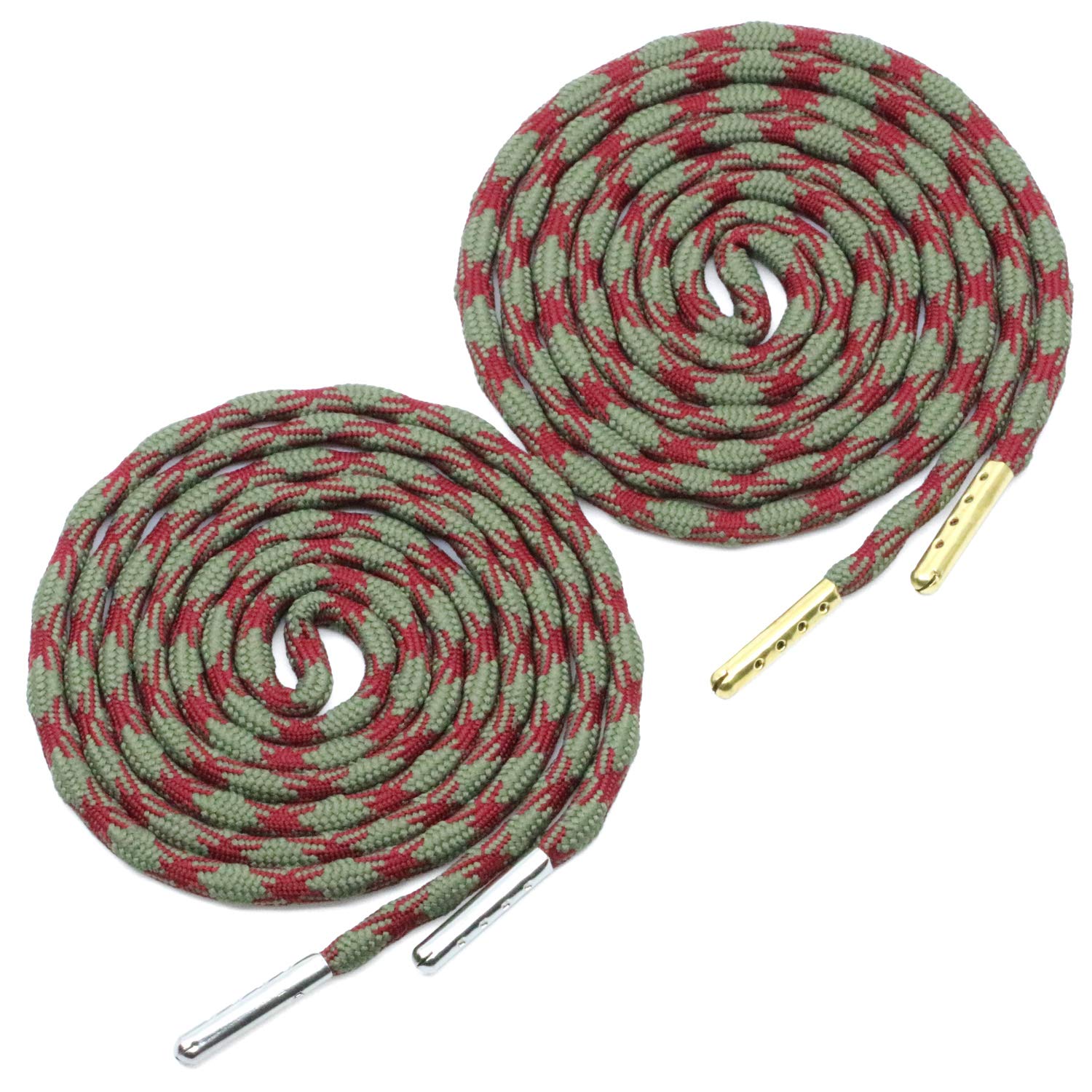 YJRVFINE 2 Pairs Non-Slip Thick Round Hiking Boot Laces with Metal Tips - Durable Shoelaces for Outdoor Hiking, Trekking & Work Boots