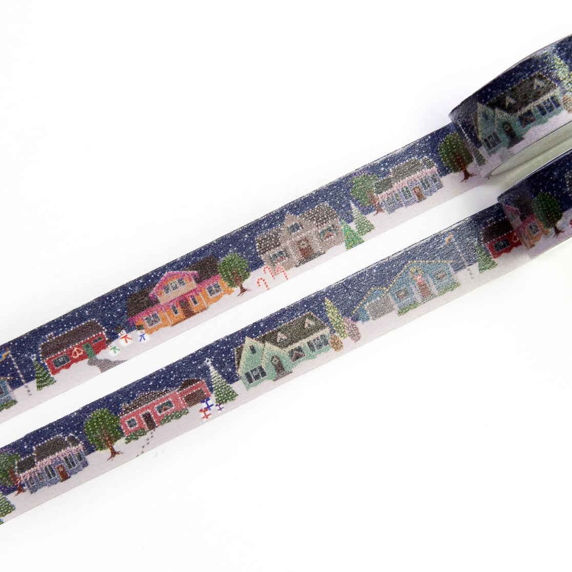 Christmas Village Washi Tape - Decorative Japanese Paper Tape for Scrapbooking, Journaling, Gift Wrapping & Holiday Crafts - Perfect for DIY Projects, Planner Decor, and Christmas Card Making