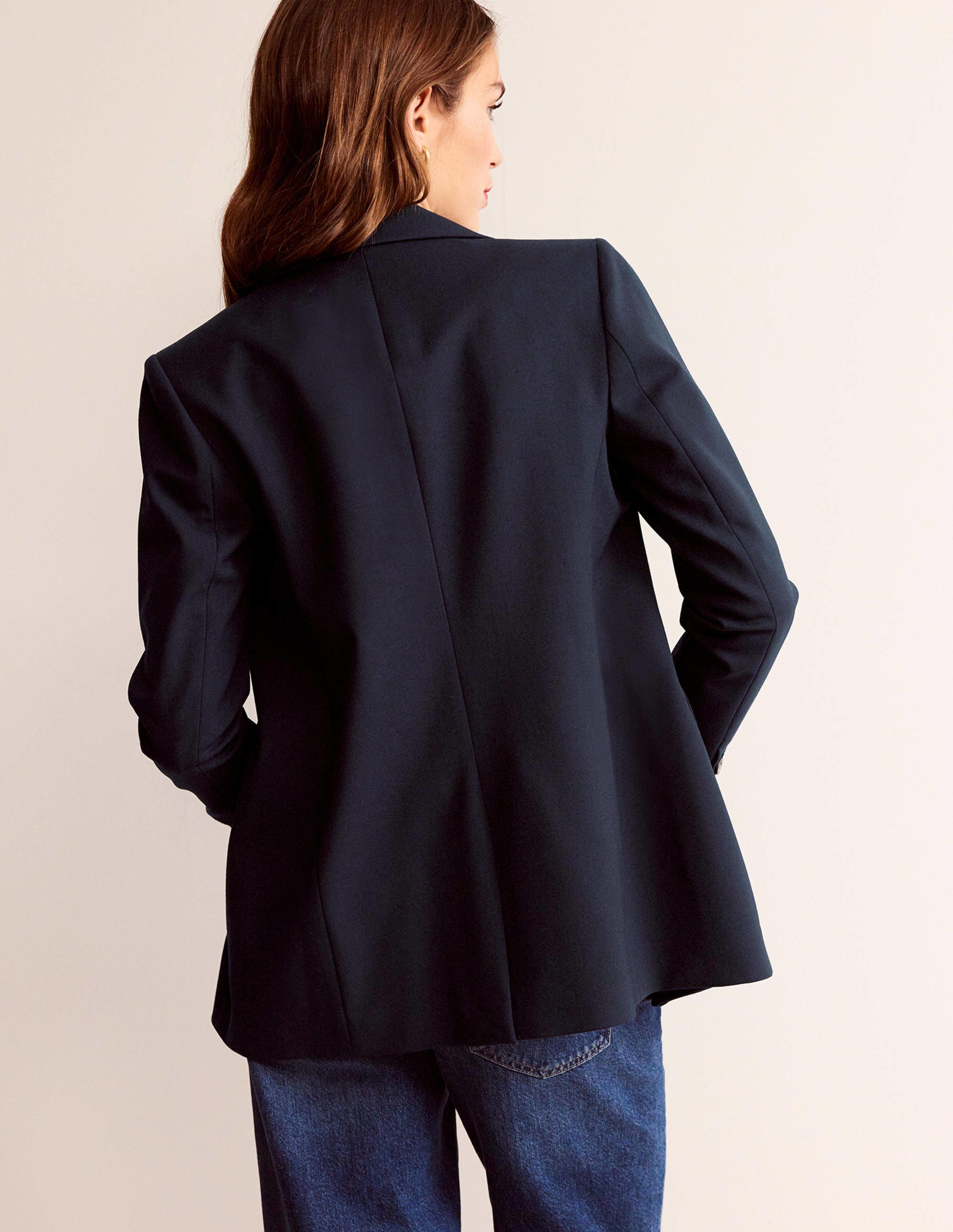 Premium Wool Blazer for Men - Navy Blue Slim Fit Business Jacket - Perfect for Office, Weddings & Formal Events