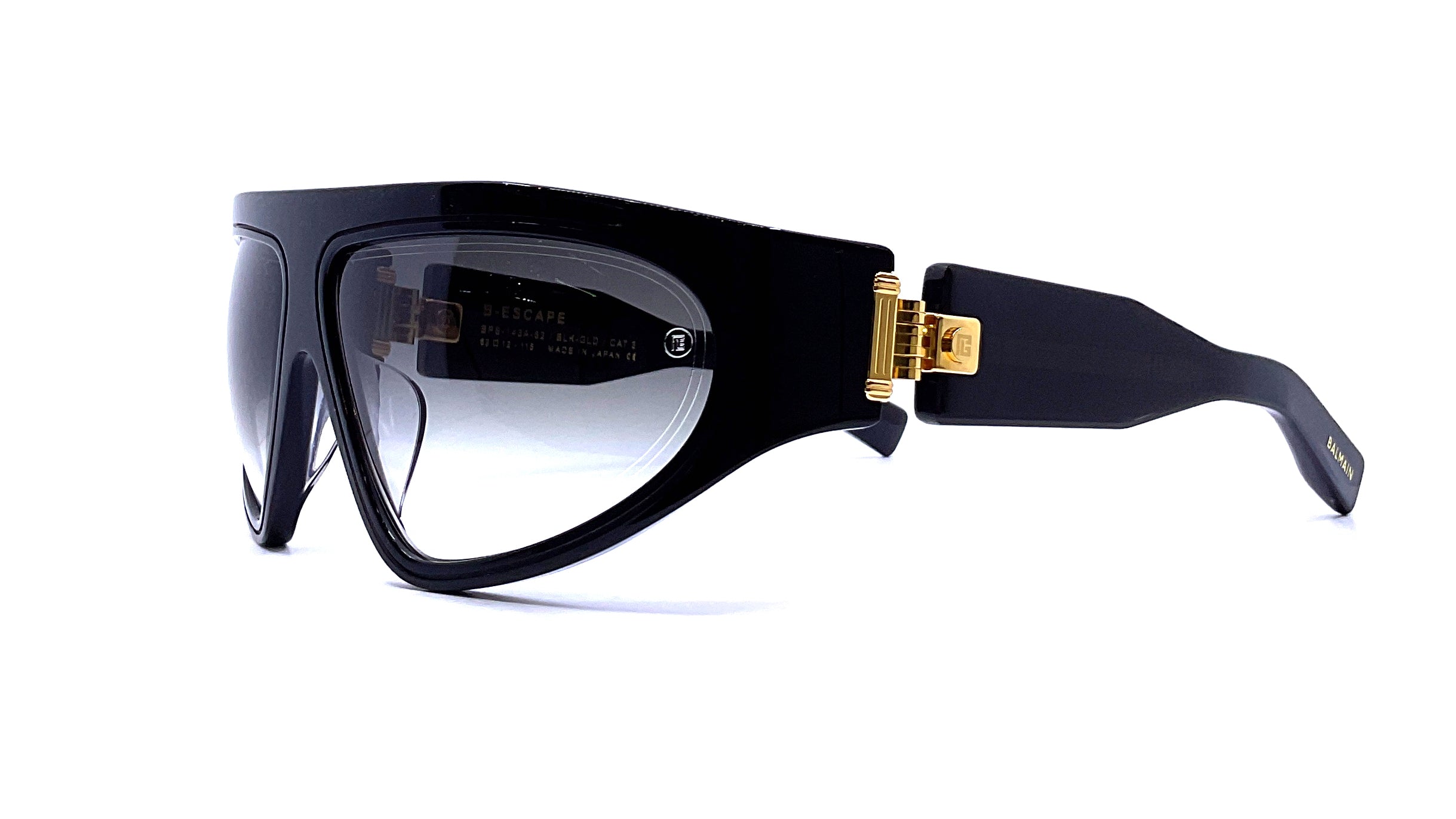 Balmain B Escape Sunglasses - Black Gold/Grey Gradient Aviator Style for Men & Women - Perfect for Outdoor Activities, Travel & Fashion