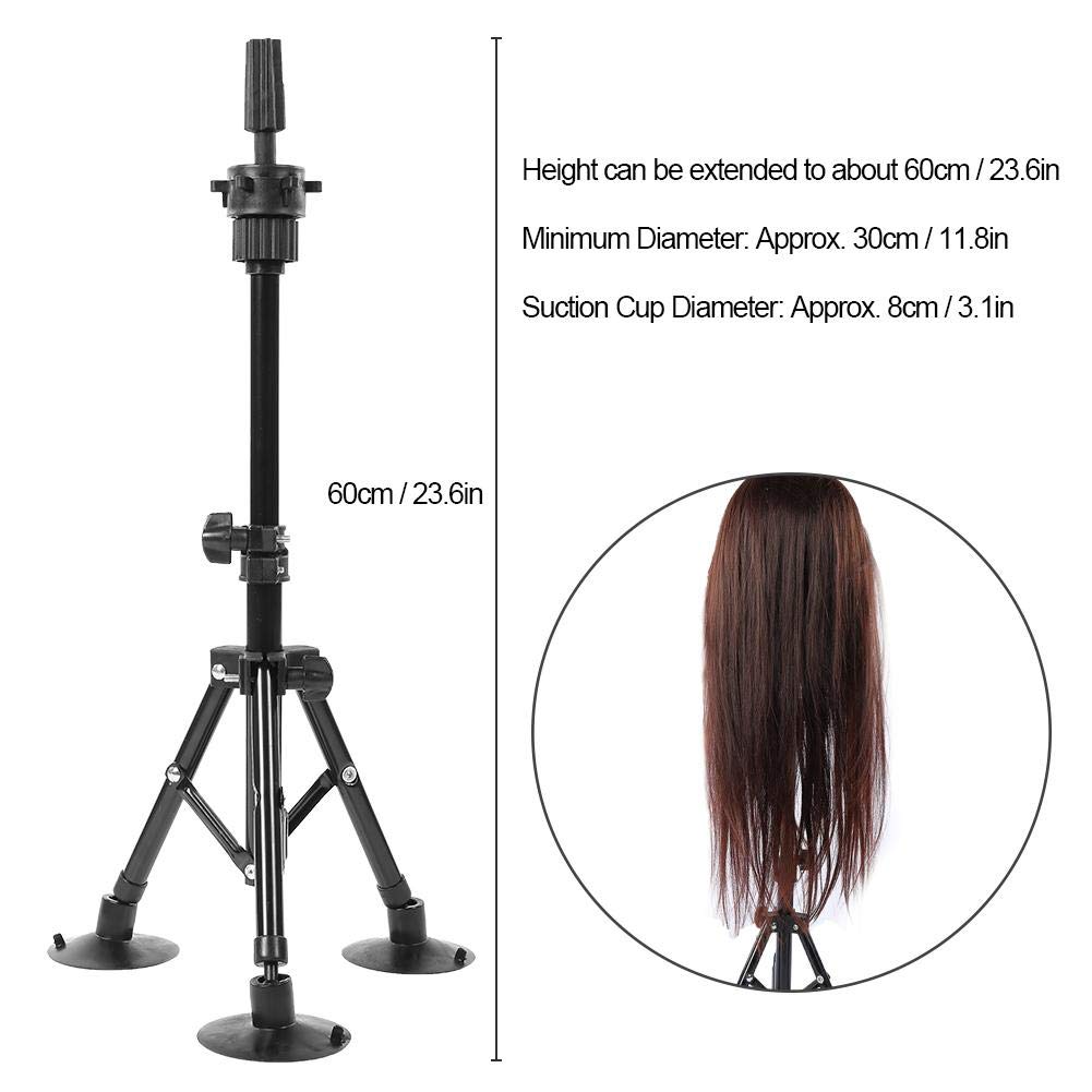 Adjustable Metal Mannequin Tripod Stand - Black Wig Holder for Hair Styling & Salon Training | Perfect for Hairstyling Practice, Wig Display, and Beauty School Education
