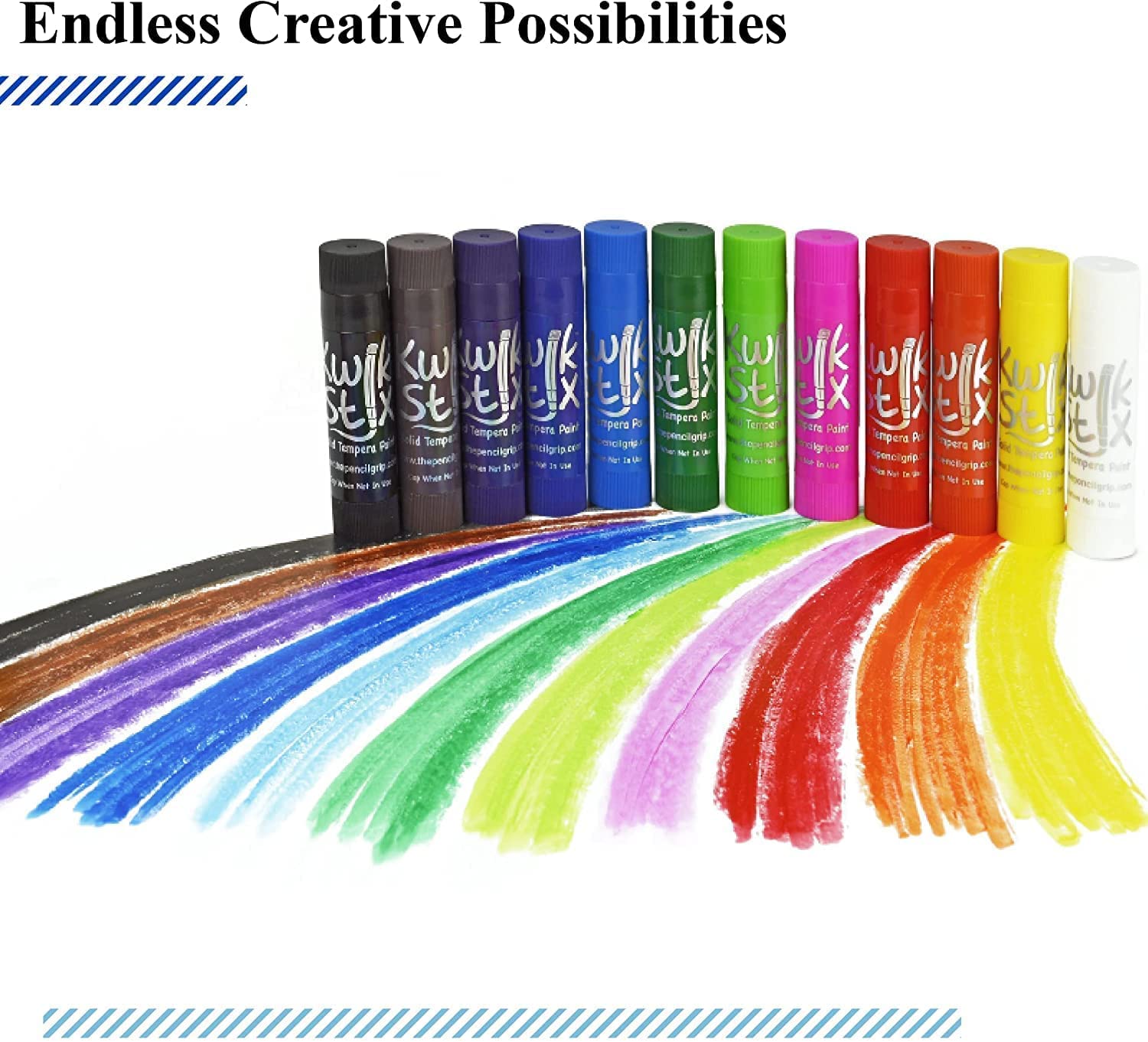 Kwik Stix Solid Tempera Paint Pens - 24 Vibrant Colors, Quick Drying, Non-Toxic, Pack of 8 - Perfect for Kids Art Projects, Classroom Activities & DIY Crafts