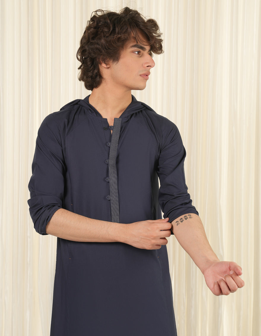 Premium Blended Navy Blue Jubba by J. Junaid Jamshed - Elegant Islamic Wear for Men, Perfect for Eid, Weddings & Special Occasions