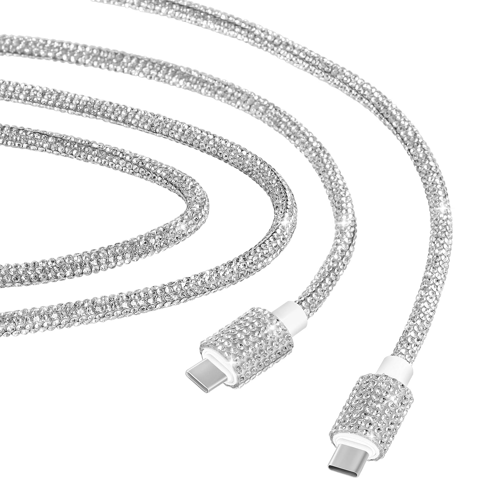 Sparkly Diamond Rhinestone USB C to USB C Cable - 3.3ft Fast Charging Cord (66W) for iPhone 15/16 Series, MacBook Pro, iPad Pro, Galaxy S24 | Perfect for Travel, Office & Home Charging