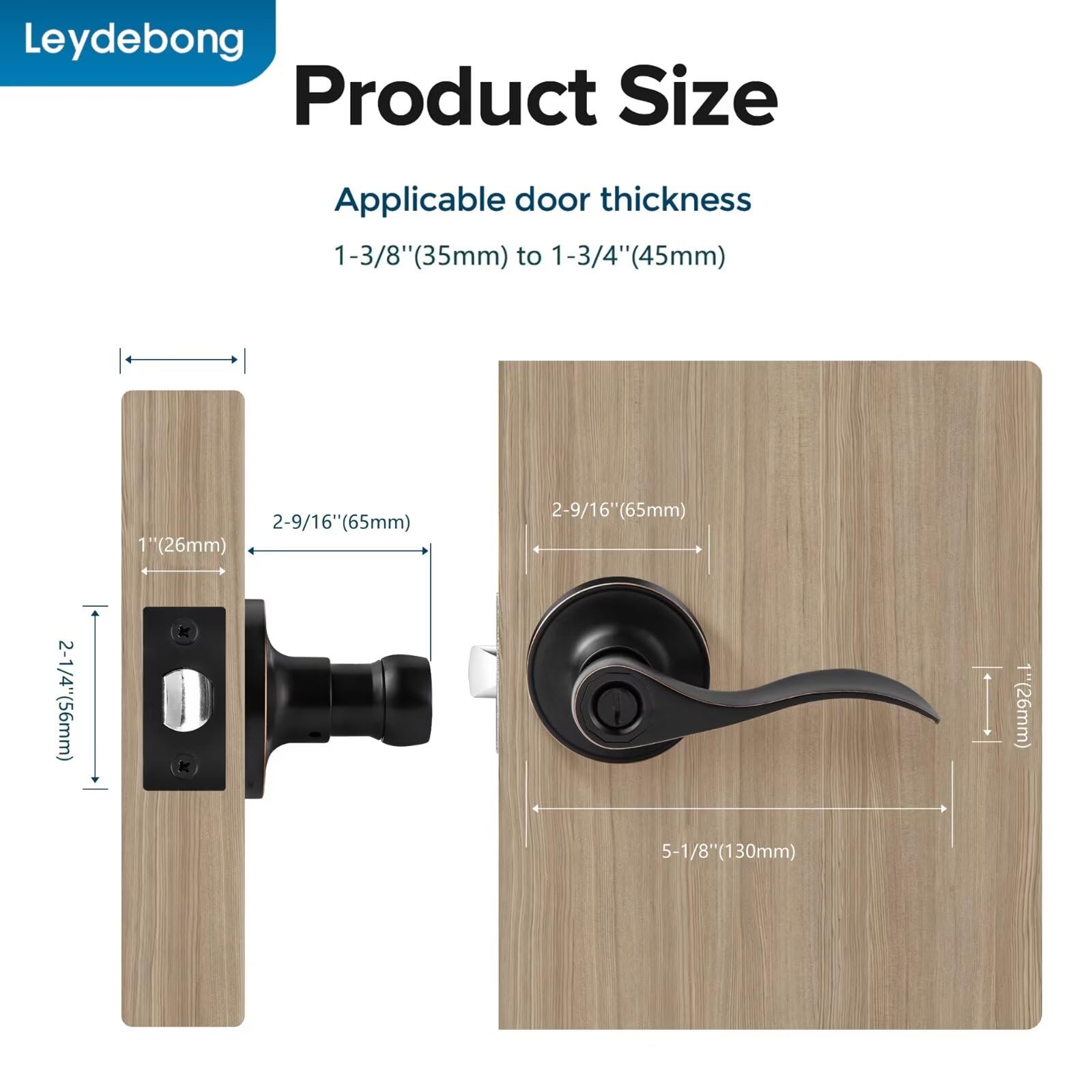 6 Pack Keyless Privacy Door Handles - Oil Rubbed Bronze Interior Door Knobs with Lock for Bathroom, Bedroom & Home Security | Easy Installation & Child Safety Locks