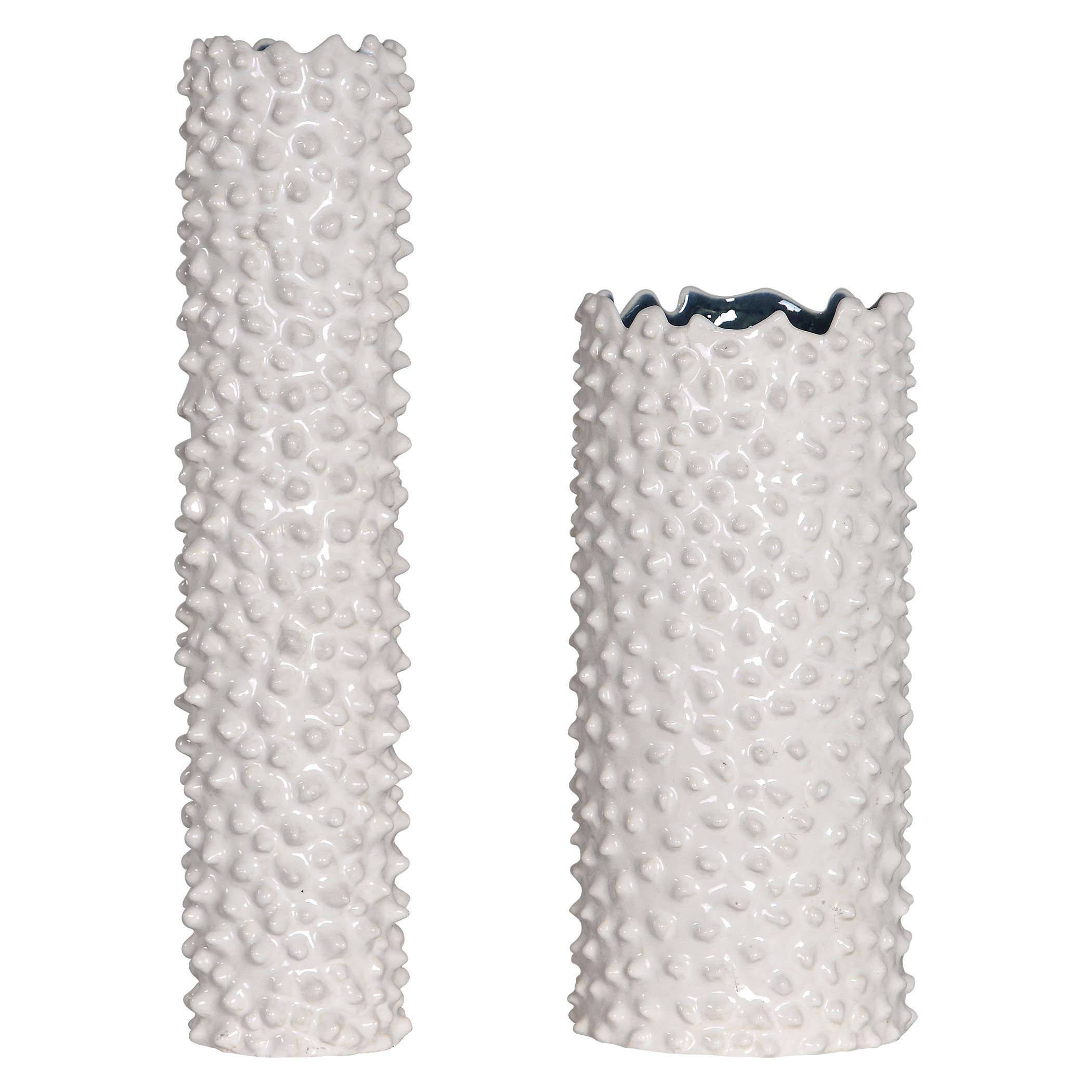 Elegant White Ceramic Vases Set of 2 - Modern Home Decor for Living Room, Bedroom & Wedding Centerpieces