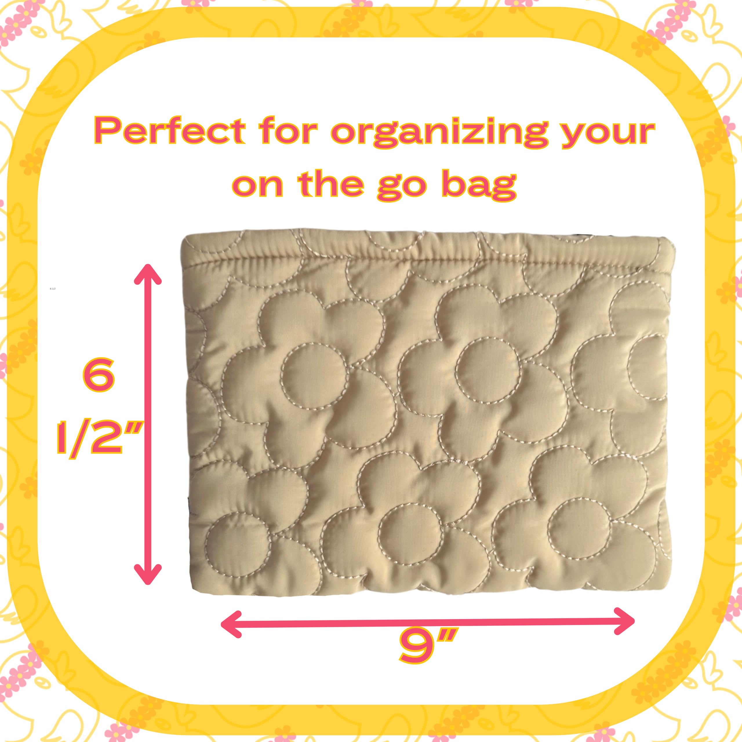Quilted Flower Makeup Bag for Women - Cosmetic Organizer Pouch for Purse & Travel