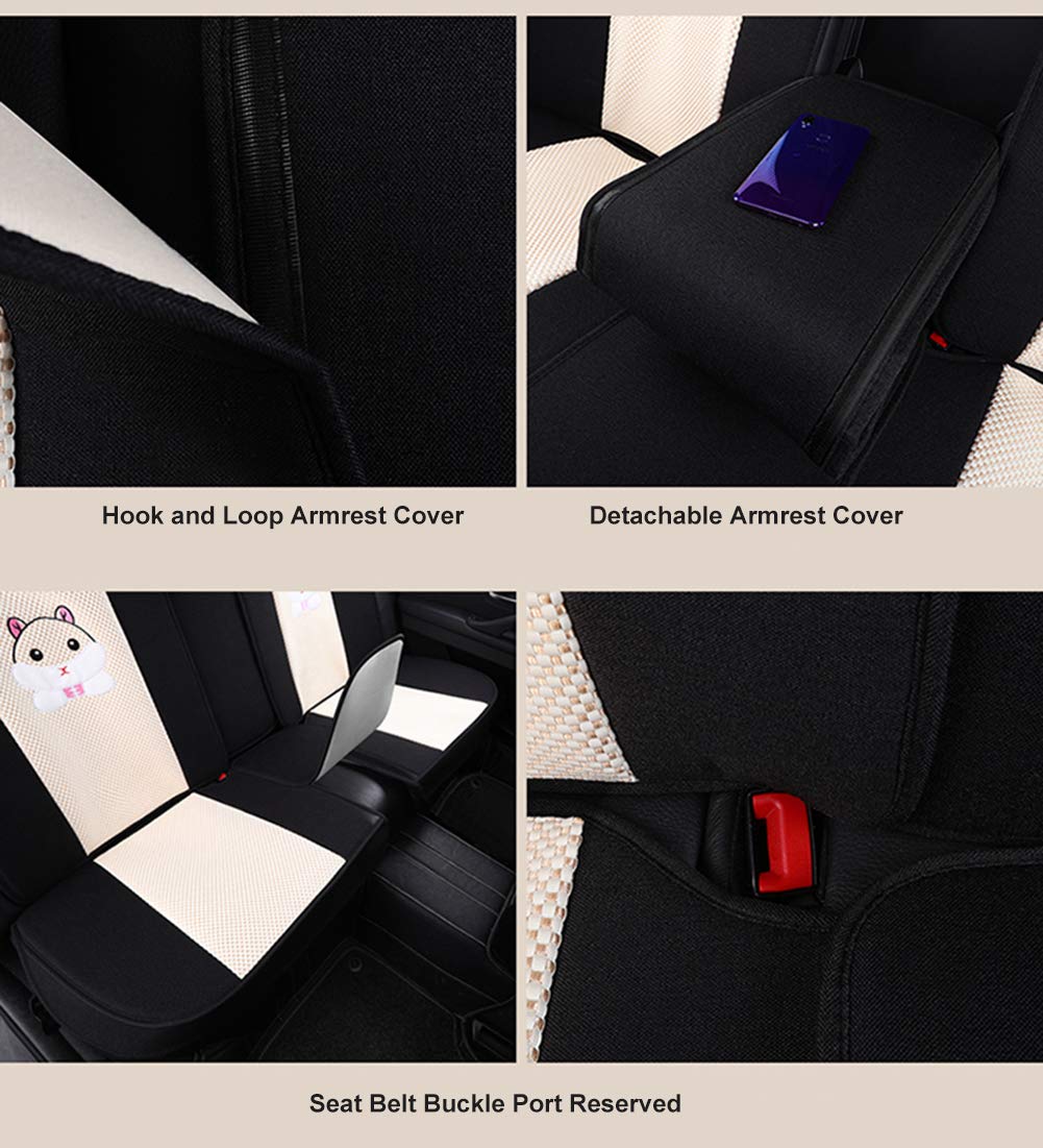 Cute Cartoon Panda Car Seat Covers Set - 3D Deluxe Front & Rear Seat Protectors for Women's Car Interior Accessories | Perfect for Daily Commute, Road Trips & Panda Lovers