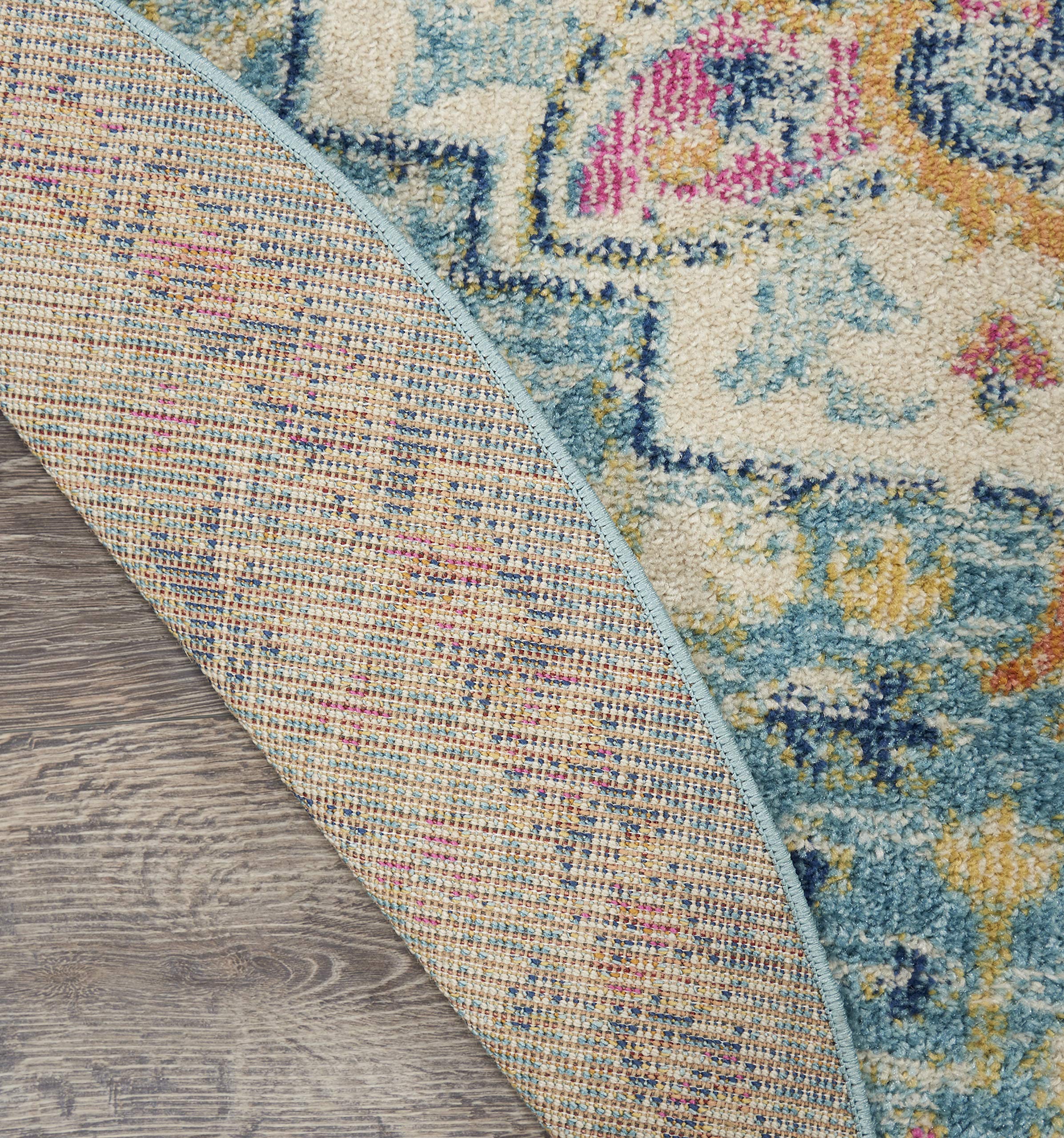 Nourison Passion Ivory/Light Blue 8' x 10' Area Rug - Farmhouse & Transitional Style, Non-Shedding & Easy to Clean - Perfect for Bedroom, Living Room, Dining Room & Kitchen Decor
