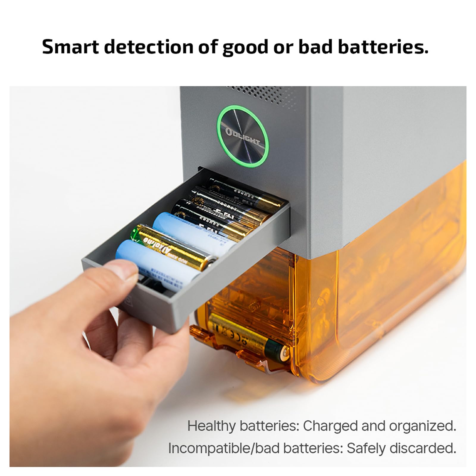 Olight Ostation X NiMH AA Rechargeable Battery Charger - 3-in-1 Automatic Charging, Testing & Storage with APP Control | No Polarity Check | Bad Battery Detection | Perfect for Home, Office & Emergency Kits