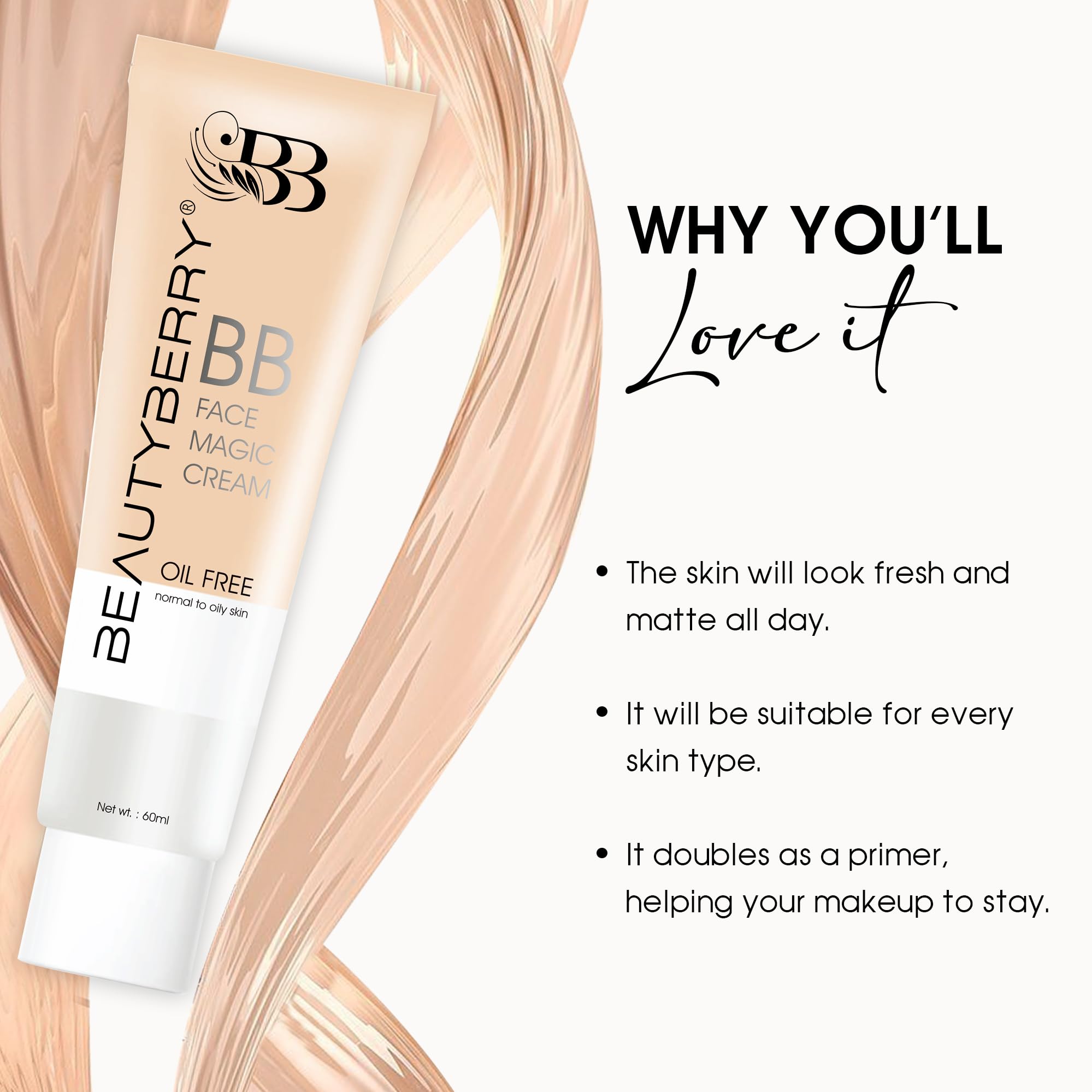 Beauty Berry BB Face Magic Cream - Oil-Free, Lightweight, Ivory Shade for Flawless Coverage | Perfect for Daily Wear & Special Occasions