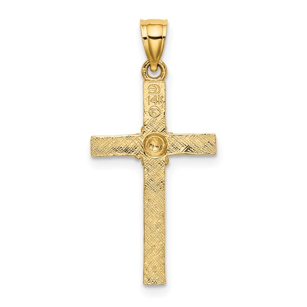 14K Solid Yellow Gold Latin Mexican Holy Cross Flower Necklace - Religious Chain Pendant with Jesus Christ Charm - Perfect for Baptism, First Communion & Spiritual Gifts