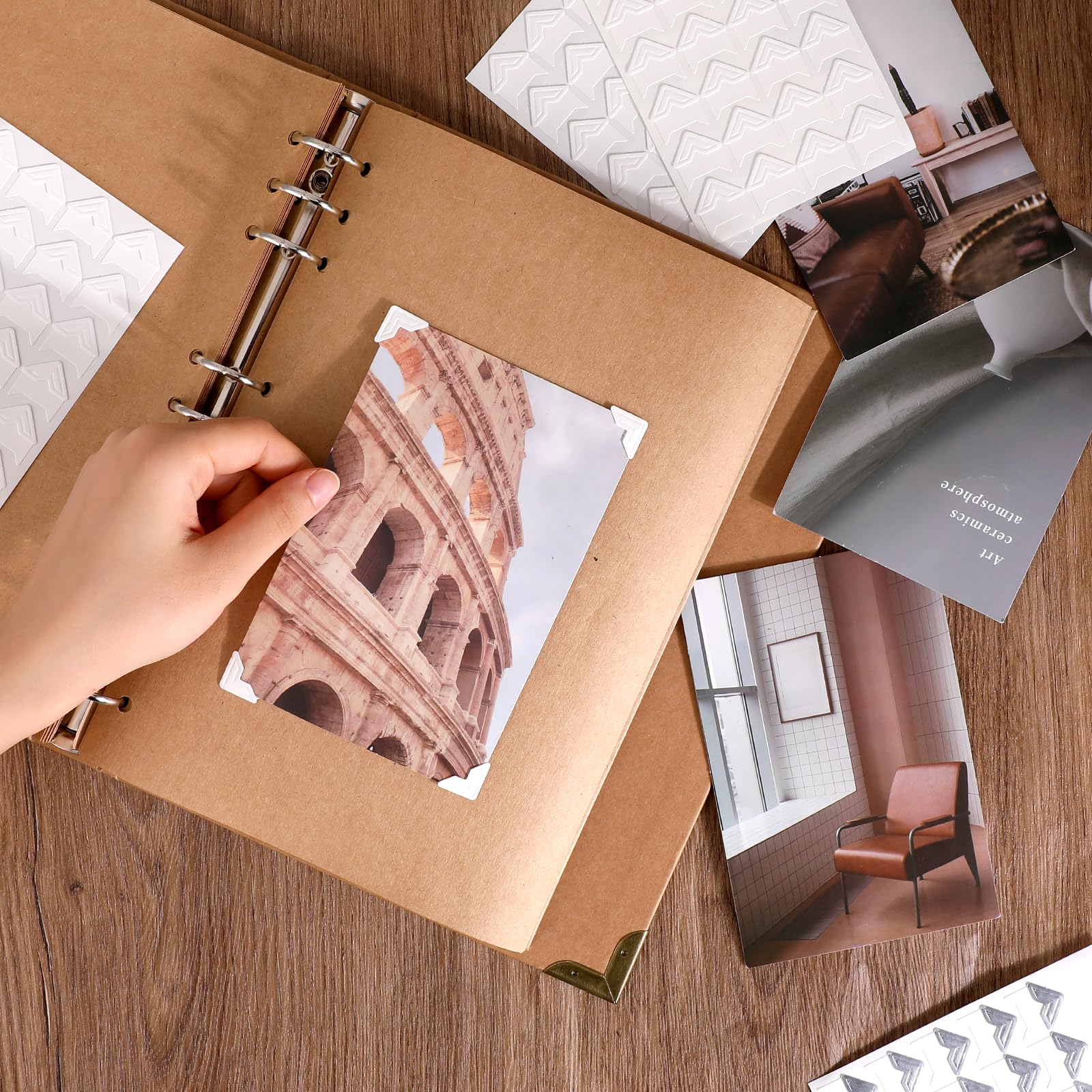 240 Pcs White Gold Self-Adhesive Photo Corner Stickers - Acid-Free Scrapbooking Supplies for Photo Albums, Picture Frames, Memory Books & Journals | Perfect for Archiving, Crafting & DIY Projects