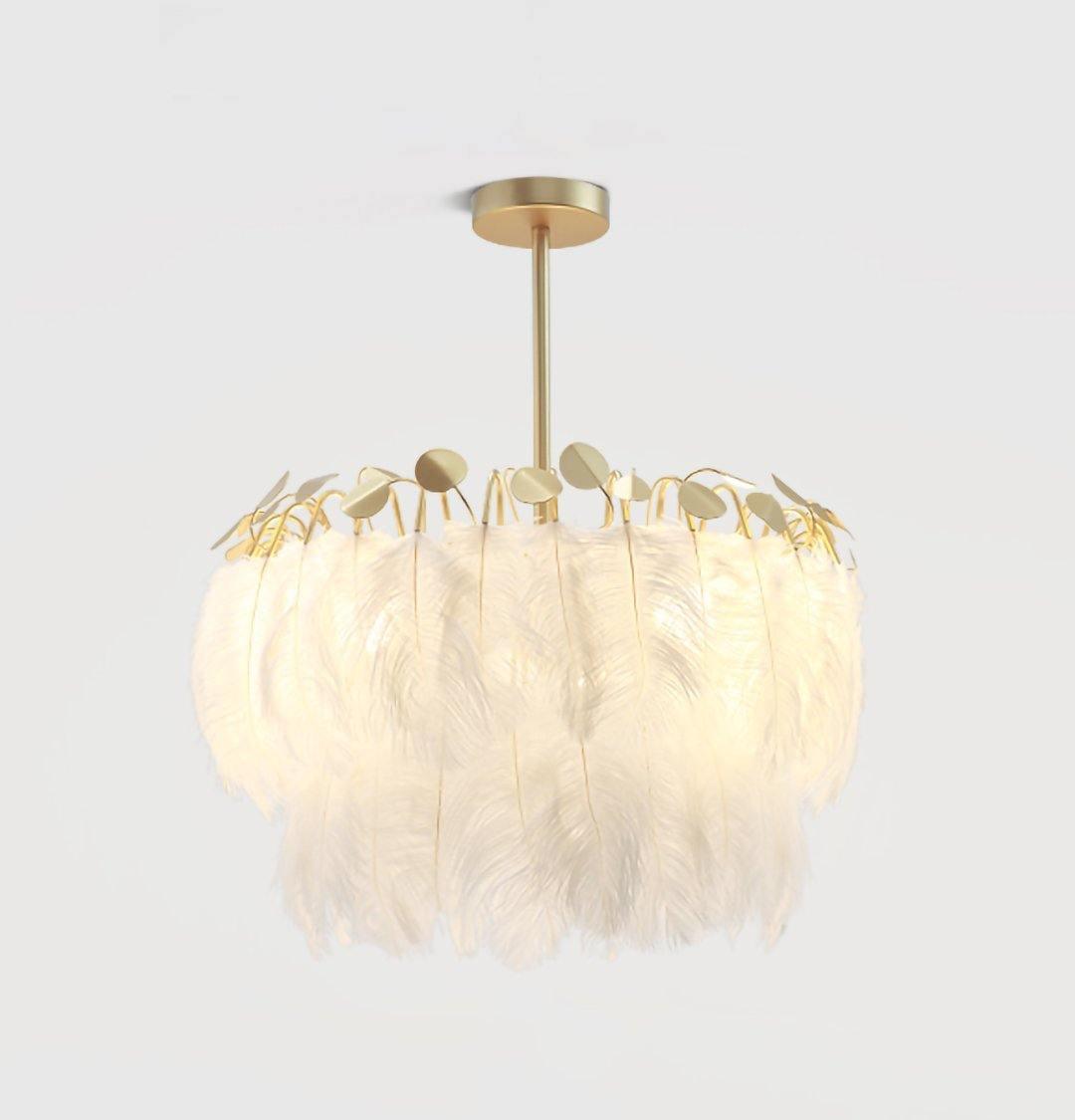 Feather Pendant Lamp - Handmade Bohemian Style Ceiling Light Fixture for Living Room, Bedroom, Dining Room & Kitchen Decor