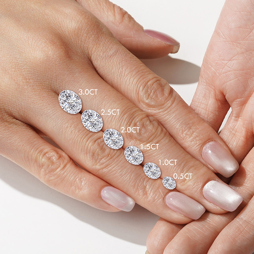 Micropavé Oval Hidden Halo Moissanite Engagement Ring Set with Matching Wedding Band - Perfect for Proposals, Anniversaries & Bridal Jewelry