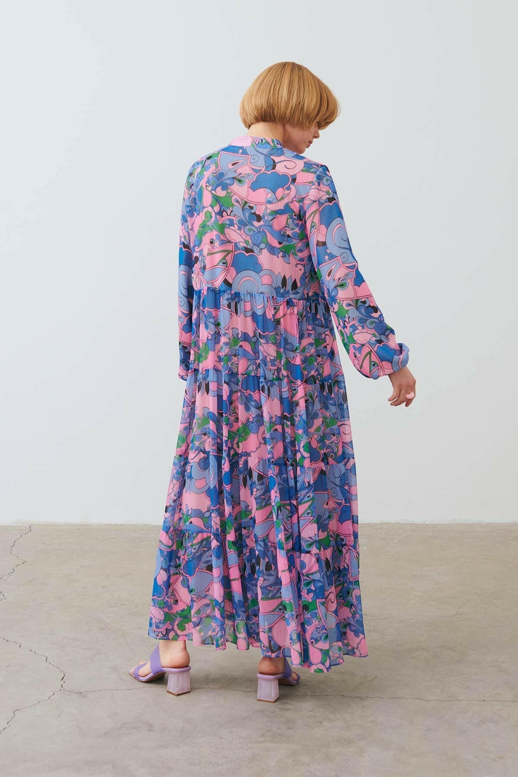 Naomi Long Sleeve Maxi Dress in Lavender - Elegant Flowy Women's Formal Evening Gown for Weddings, Parties & Special Occasions