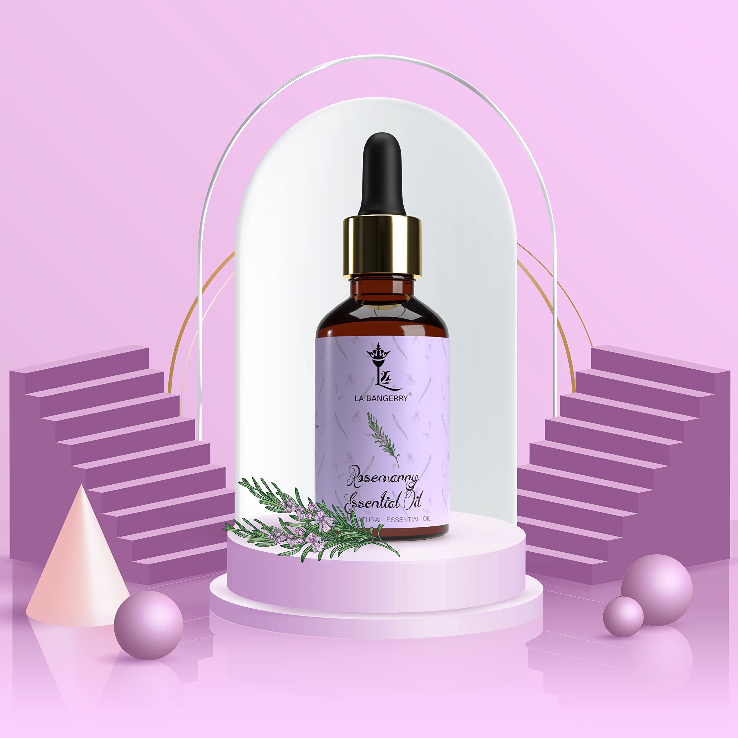 LA'BANGERRY Citronella & Rosemary Essential Oils Set (30ml) - Aromatherapy Diffuser Oils for Skin Care, Hair Growth, Candles & More | Perfect for Relaxation, Spa, Massage & Home Fragrance