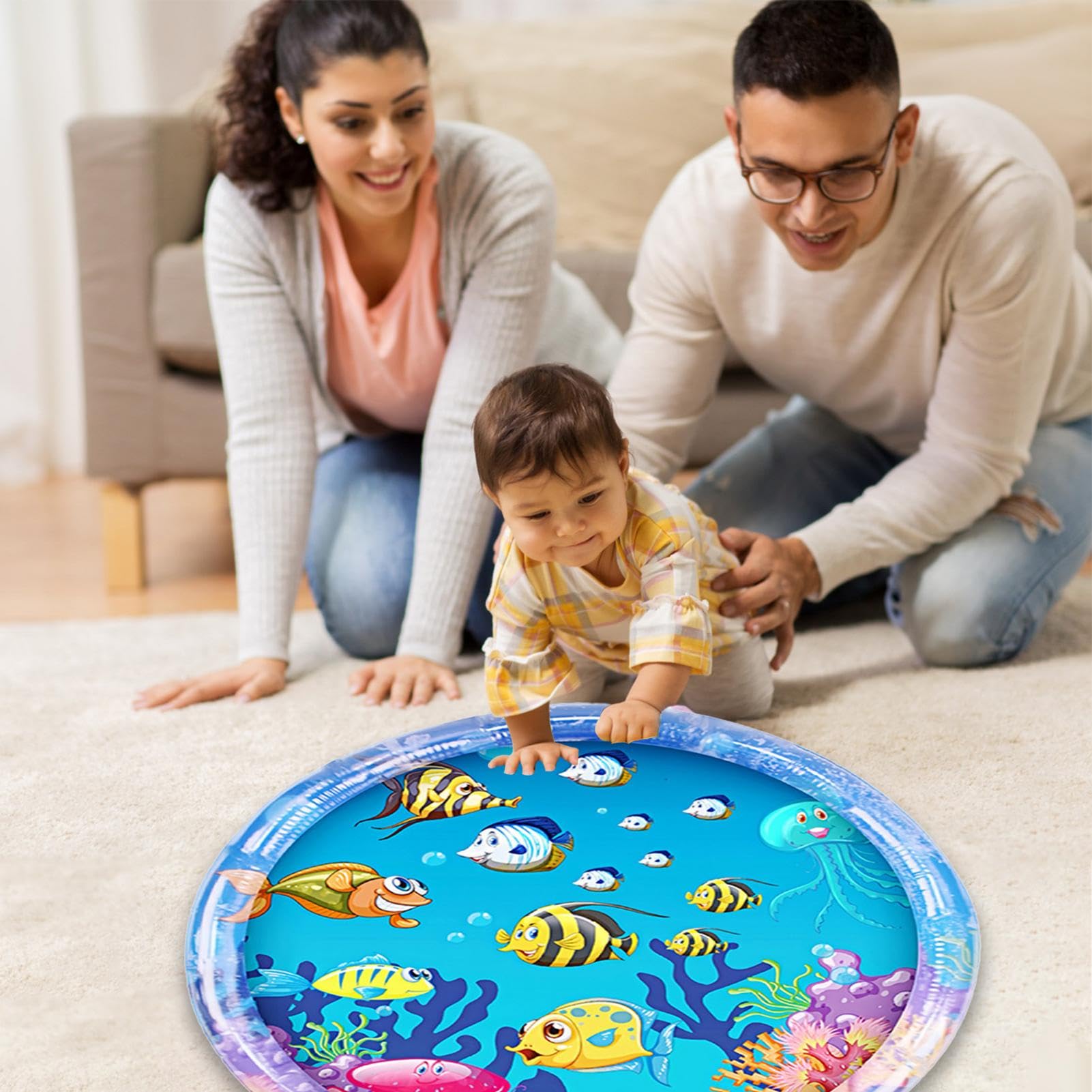**Inflatable Baby Water Play Mat - Large Sensory Activity Center for Motor Development & Muscle Strengthening | Portable Tummy Time Mat for Infants & Toddlers | Perfect for Indoor & Outdoor Water Play**