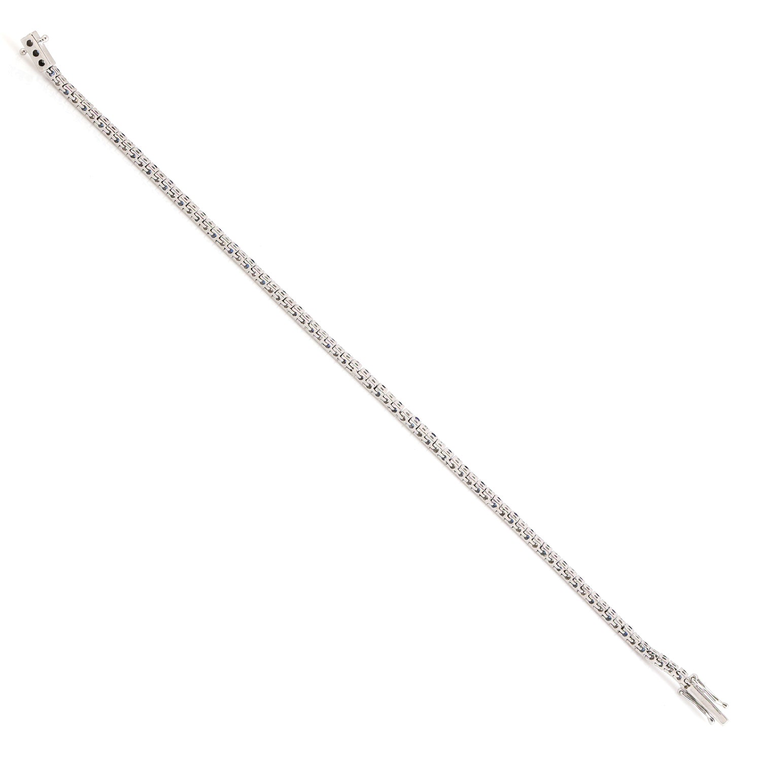 Elegant 18K White Gold Blue Sapphire & Diamond Tennis Bracelet for Women | Perfect for Weddings, Anniversaries & Special Occasions