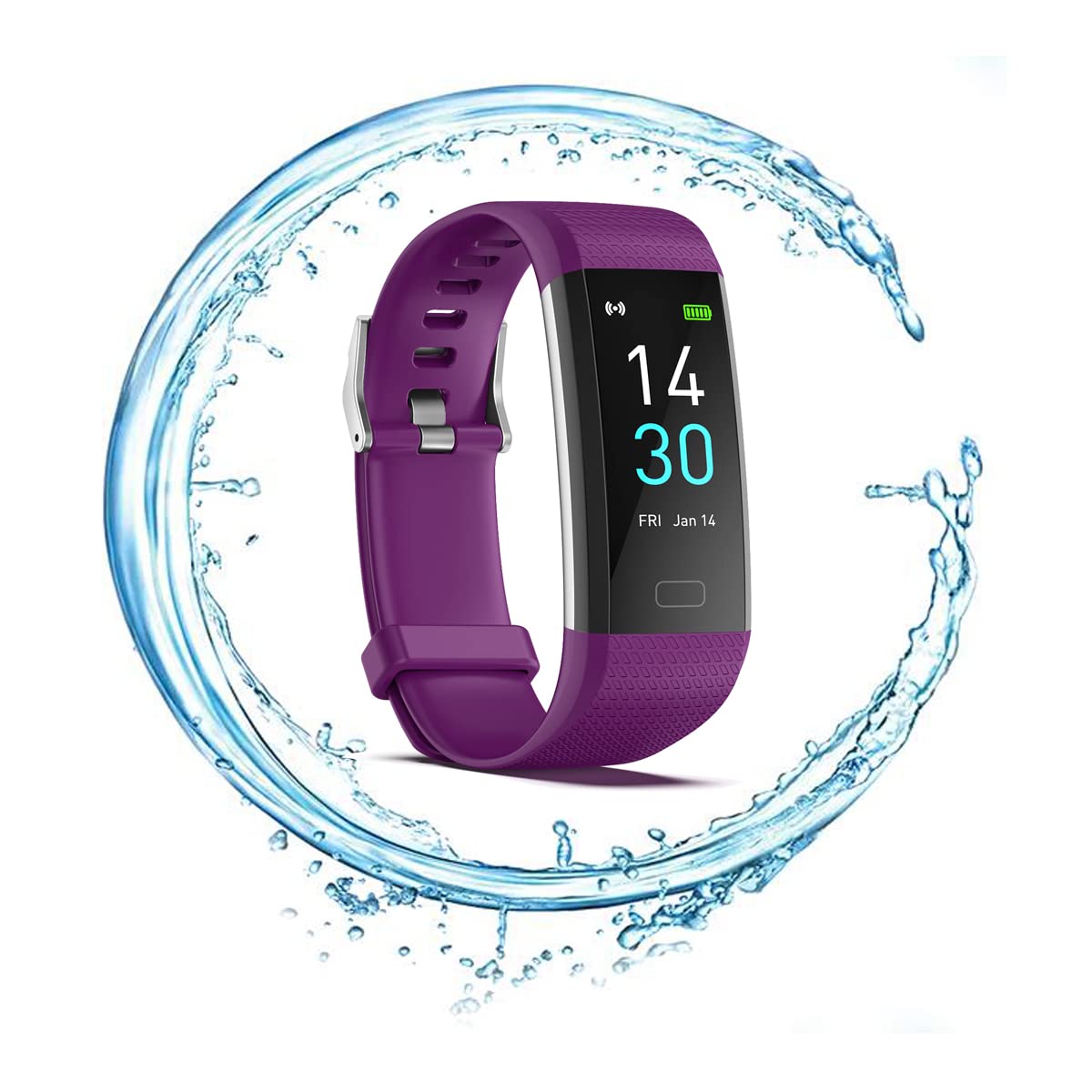 Fitness Tracker Watch with Heart Rate Monitor, Step Counter, Calorie & Sleep Tracker - IP68 Waterproof Smartwatch with Stopwatch & Pedometer (Purple) - Perfect for Running, Gym Workouts & Daily Activity Tracking