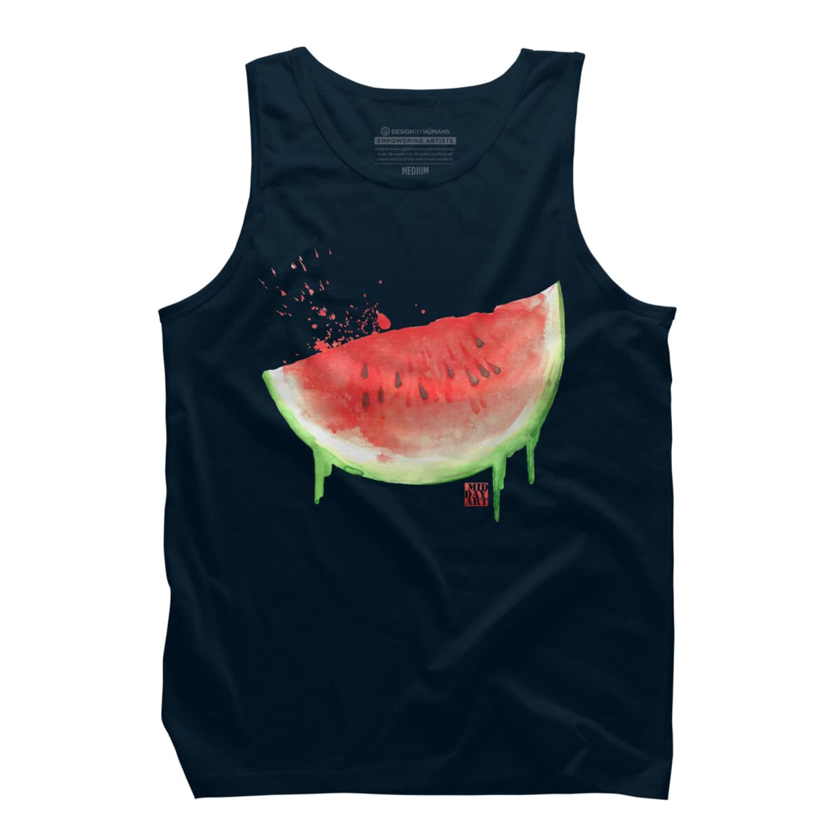 Design By Humans Men's Watercolor Watermelon Graphic Tank Top - Soft Breathable Cotton Sleeveless Shirt for Summer | Casual Wear, Beach Outfits & Music Festivals | Perfect for Vacation, Hot Weather & Street Style | Ideal for Pool Parties, BBQ Gatherings, Summer Travel & Outdoor Activities