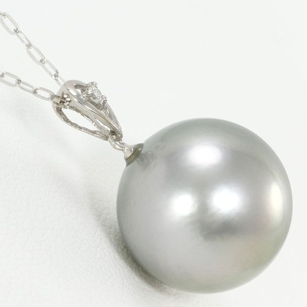 18K White Gold Pearl Diamond Necklace for Women - Elegant Bridal Jewelry, Anniversary Gift, Wedding Party & Special Occasion Accessories