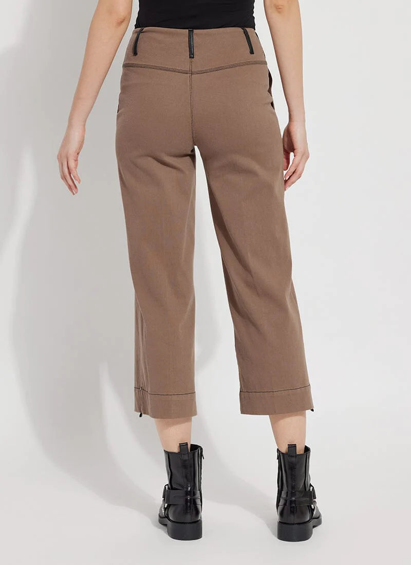 Frances Women's Wide Leg Crop Pants - Cold Chestnut Color for Casual Wear & Office Outfits